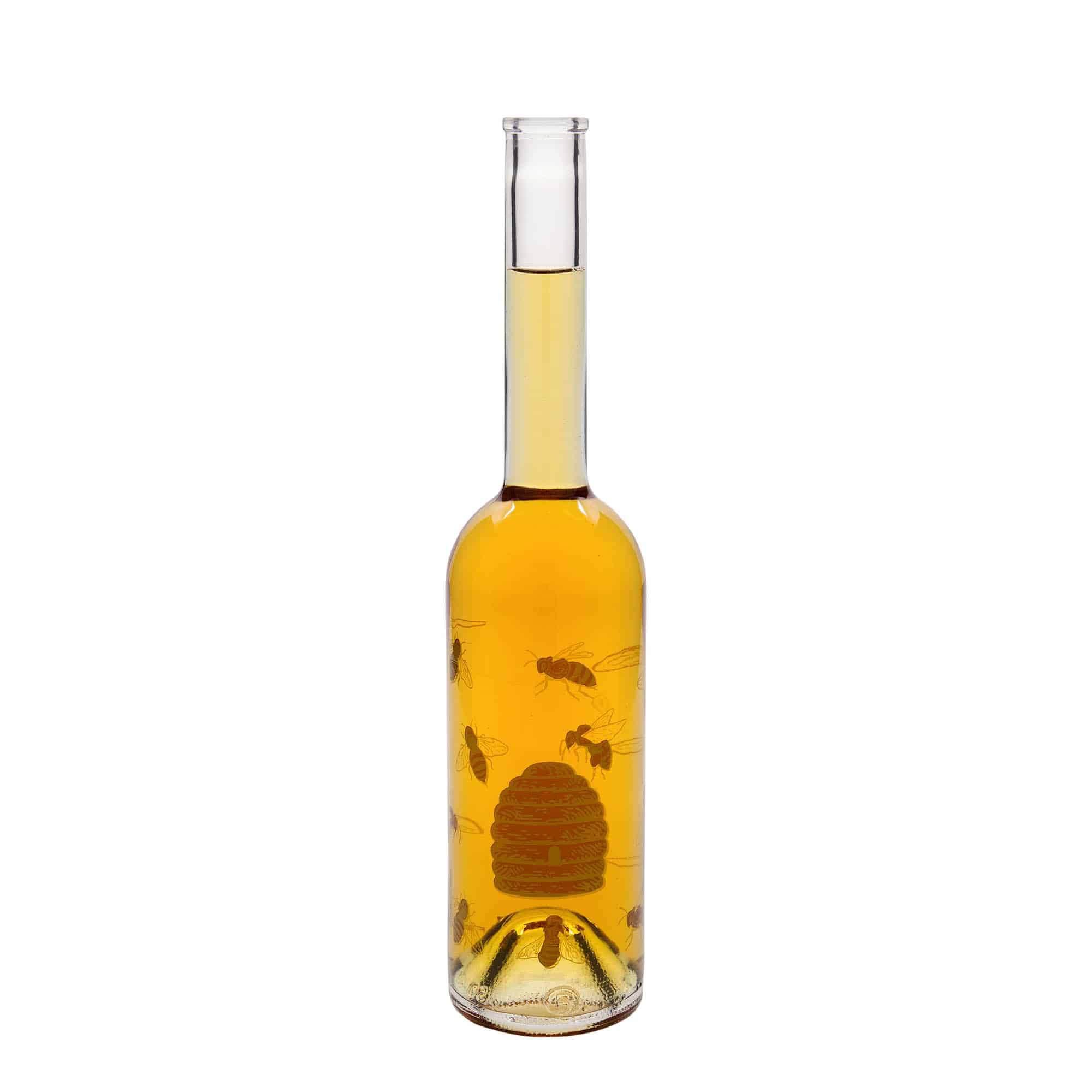 Sticlă de sticlă de 500 ml „Opera”, motiv: albine, gura: dop de plută Sticlă de sticlă de 500 ml „Opera”, motiv: albine, gura: dop de plută