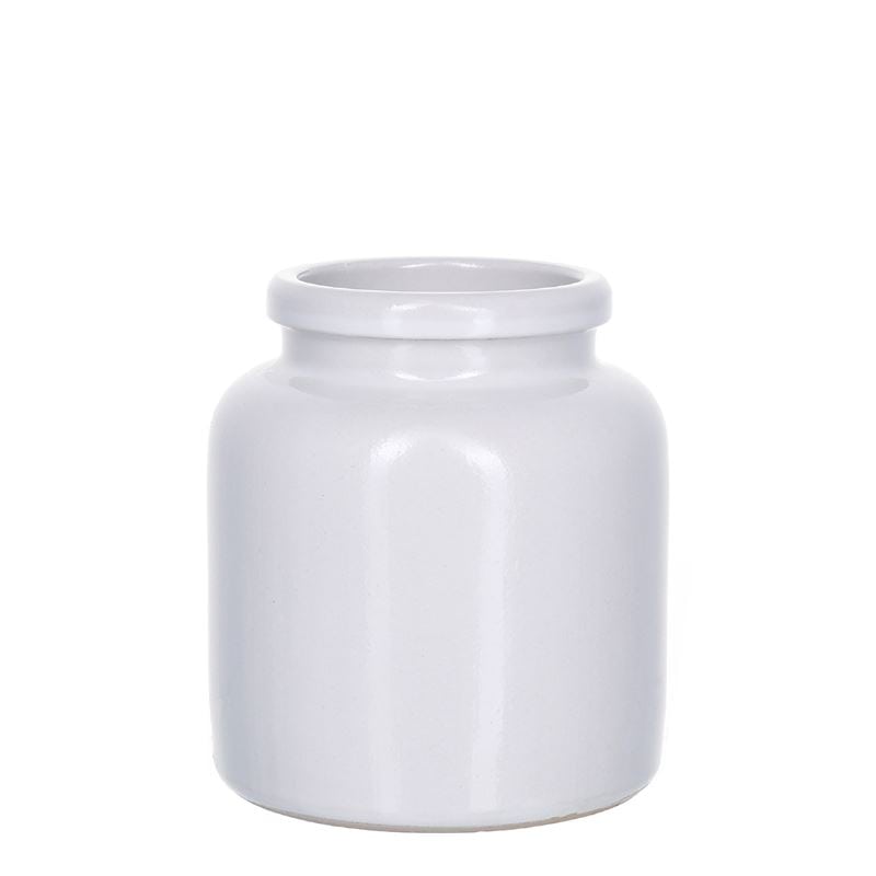 270 ml vas din ceramică Steinzeug, alb, gură: capac cu margine peste