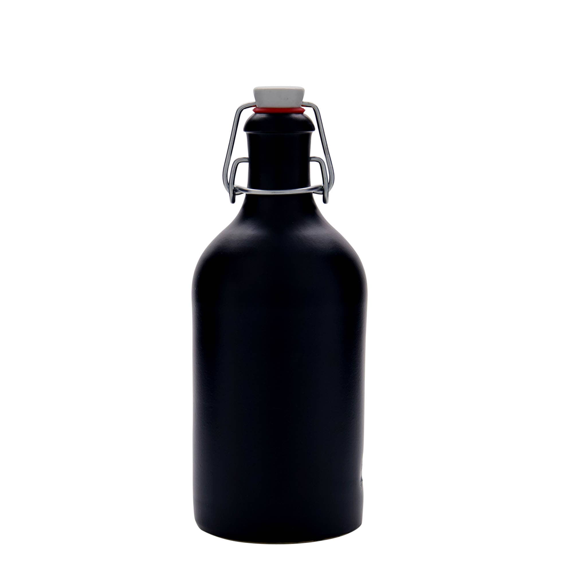 Cana de lut 500 ml, ceramică, neagră, gura: închidere cu clemă