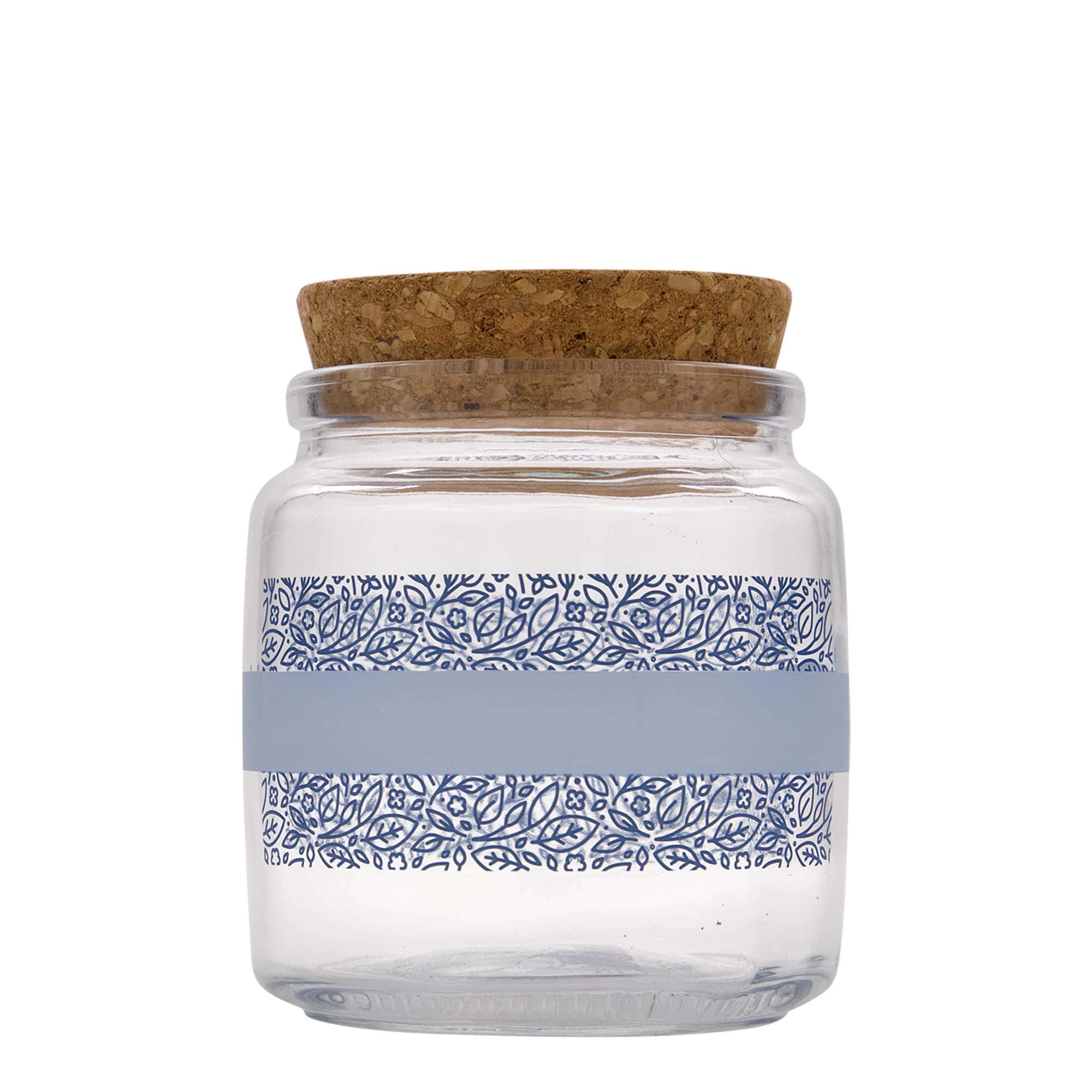 750 ml sticlă cu dop de plută „Giara”, motiv: Naturalmente blu, gura: plută