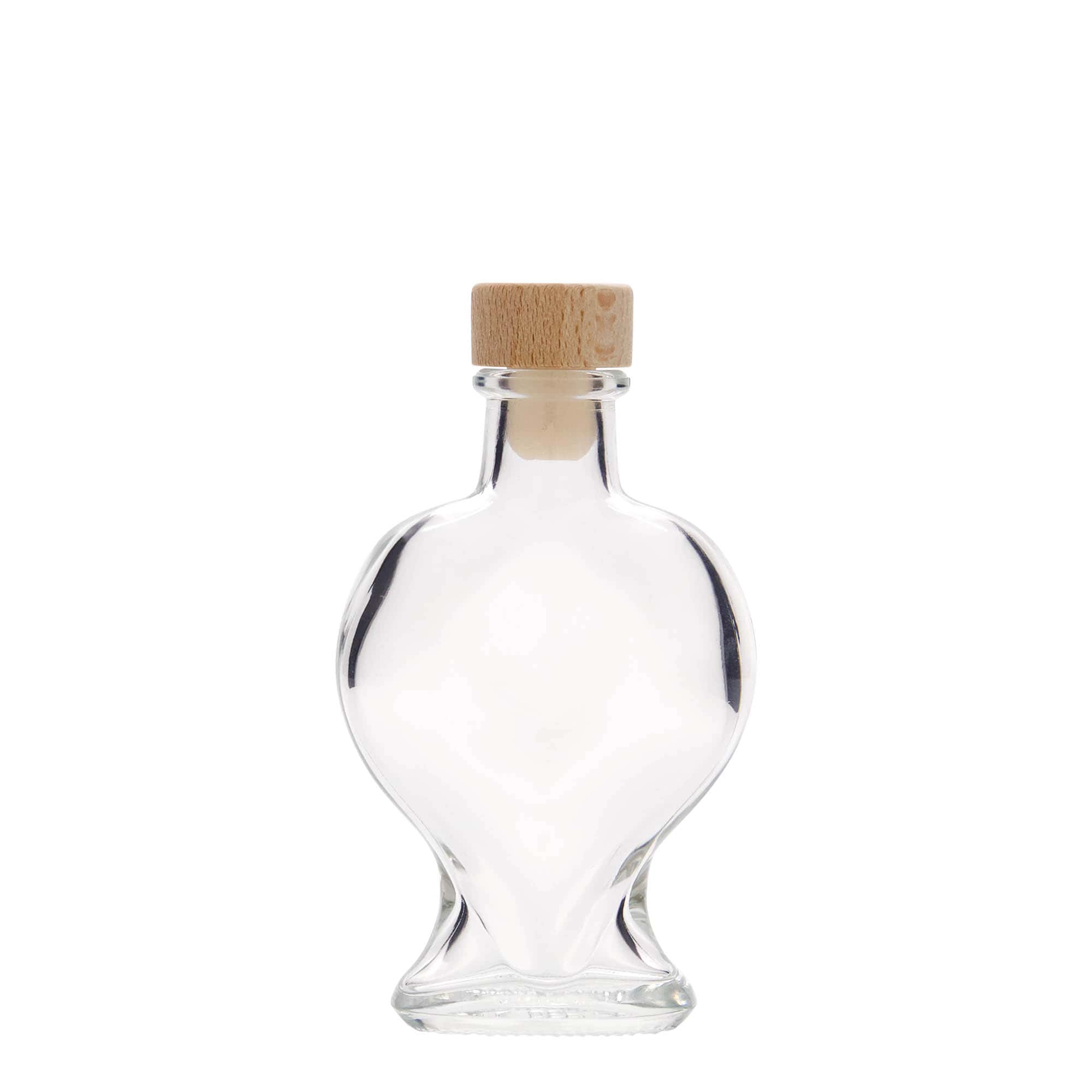 Sticlă de sticlă de 100 ml „Inimă”, gura: dop