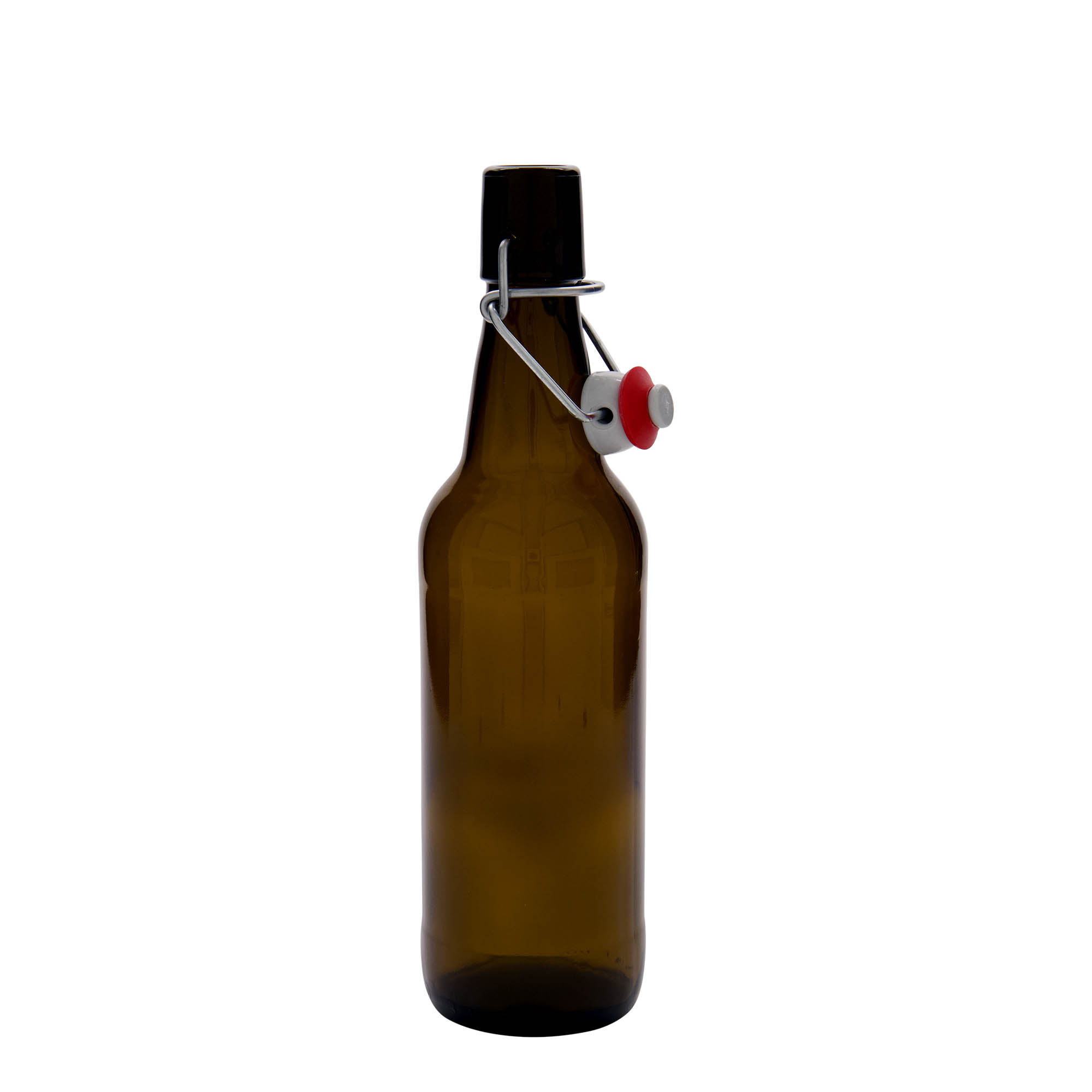 Sticlă de bere 500 ml, sticlă, maro, gât: capac cu clemă