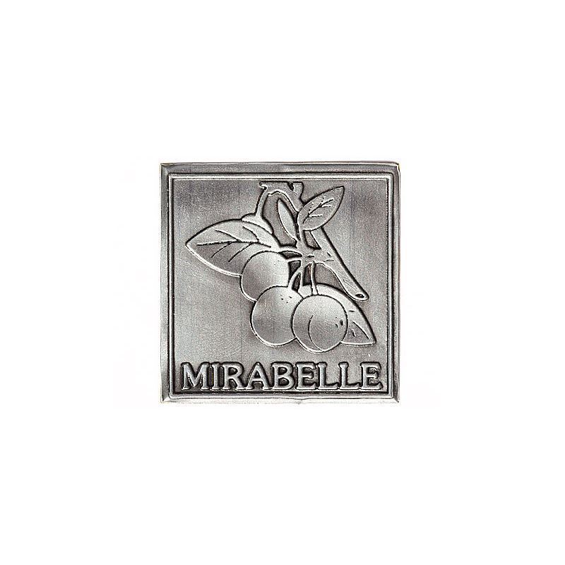 Etichetă de cositor „Mirabelle”, pătrată, metal, argintiu Etichetă de cositor „Mirabelle”, pătrată, metal, argintiu