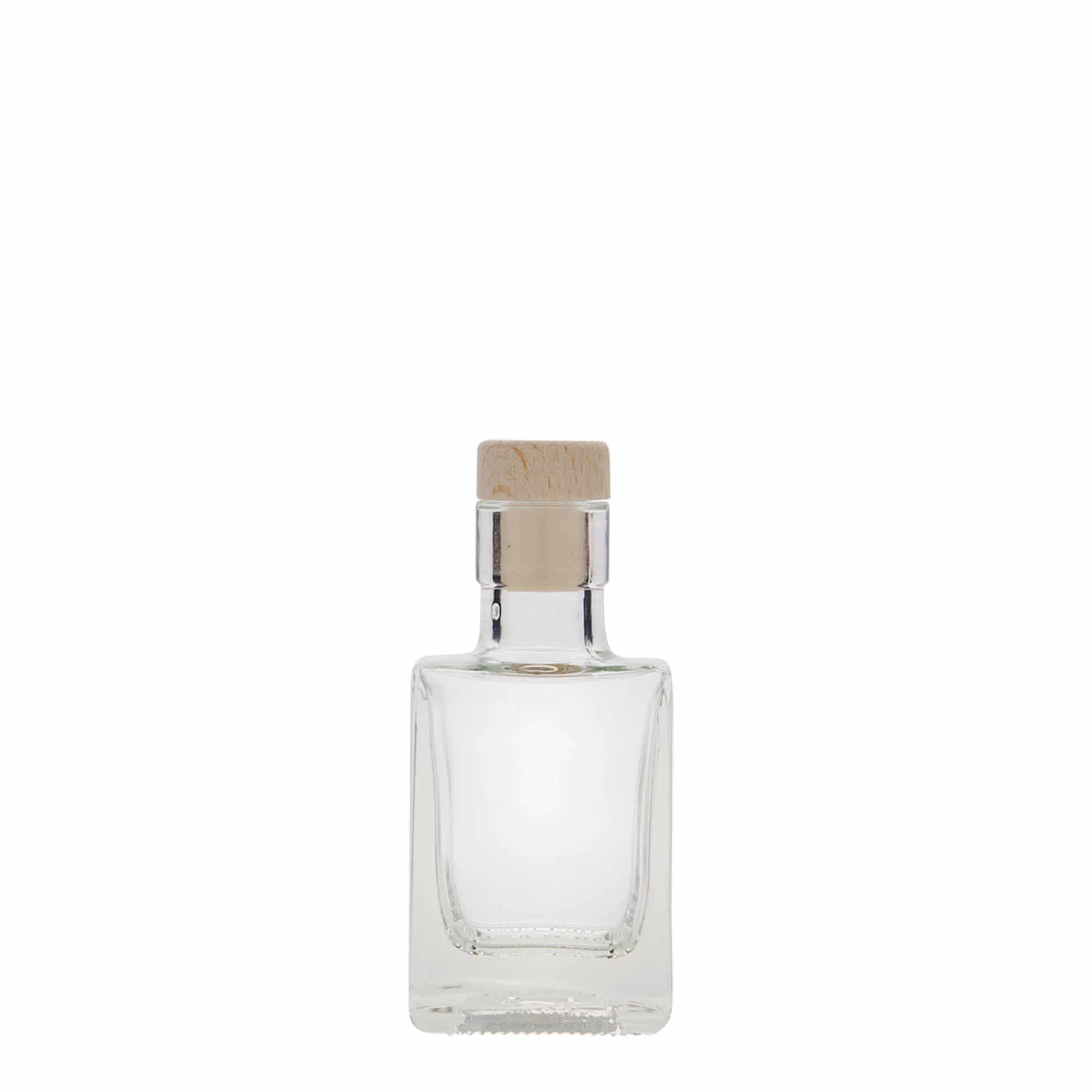 Sticlă de sticlă de 50 ml „Cube”, pătrată, gură: dop de plută