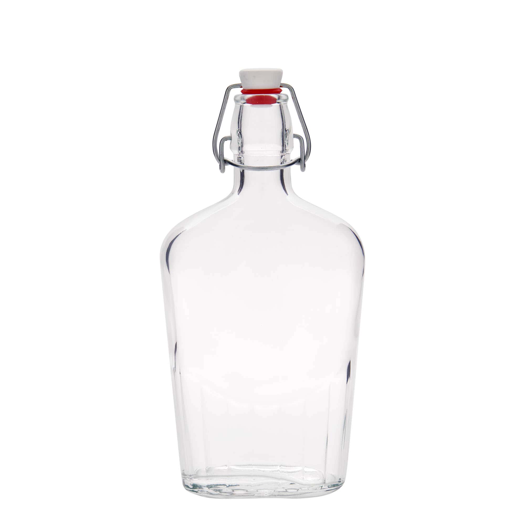 Sticlă de sticlă 500 ml 'Fiaschetta', ovală, gura: închidere cu clemă Sticlă de sticlă 500 ml 'Fiaschetta', ovală, gura: închidere cu clemă