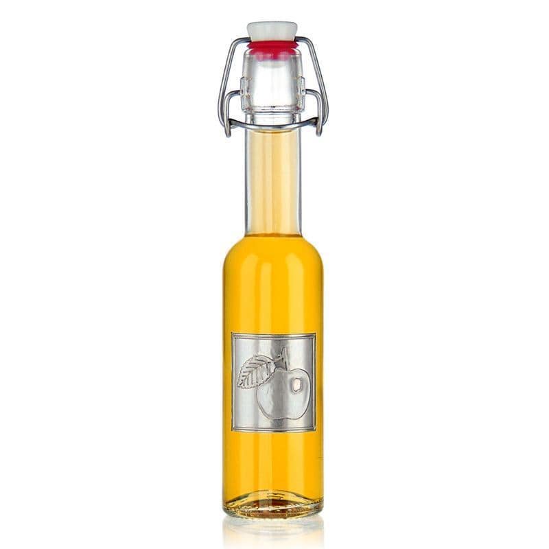 Etichetă de tablă „Măr”, pătrată, metal, argintiu