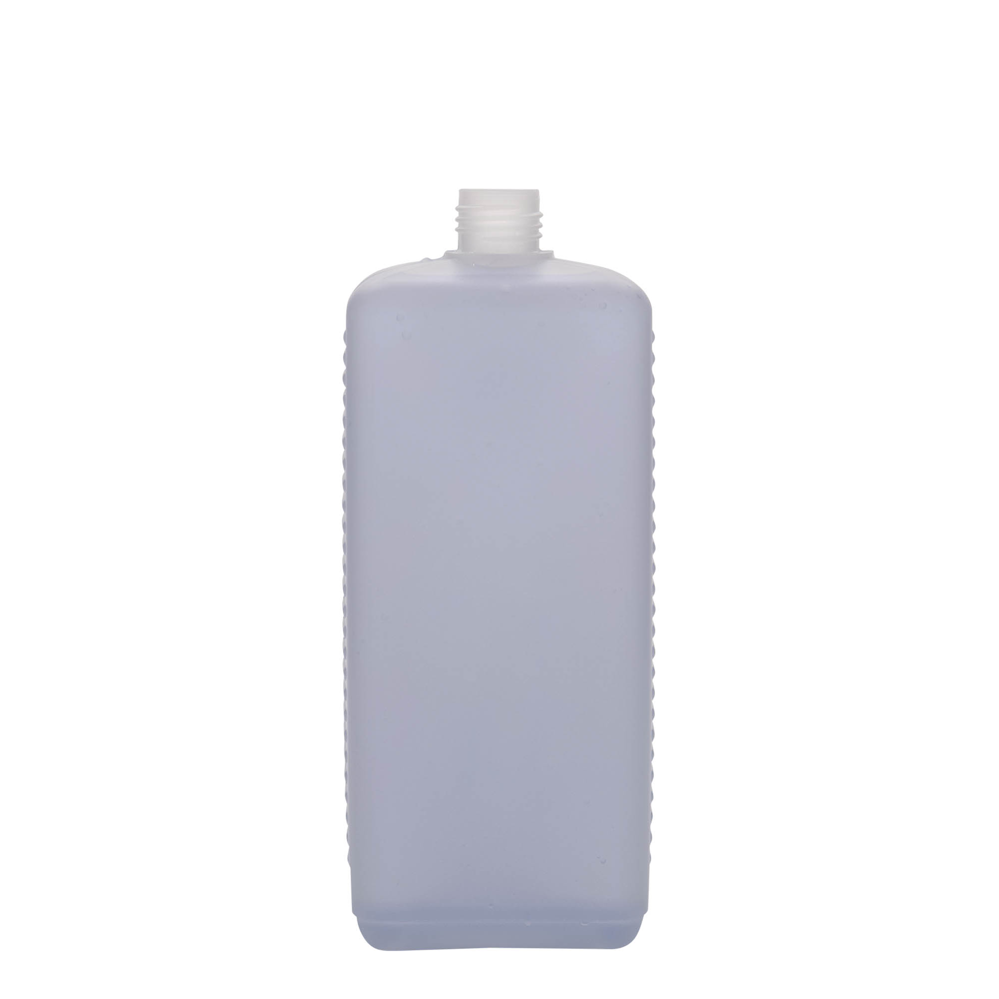 1.000 ml sticlă canistră, dreptunghiulară, plastic HDPE, natural, gura: DIN 25 EPE