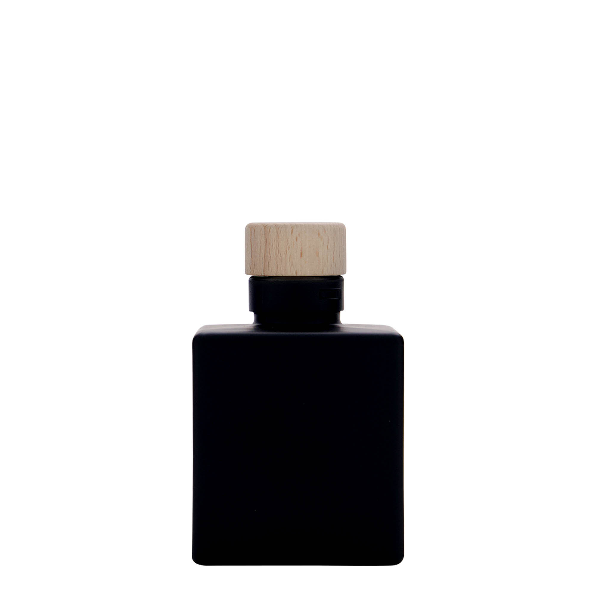 Sticlă de sticlă de 100 ml „Cube”, pătrată, neagră, gura: dop de plută