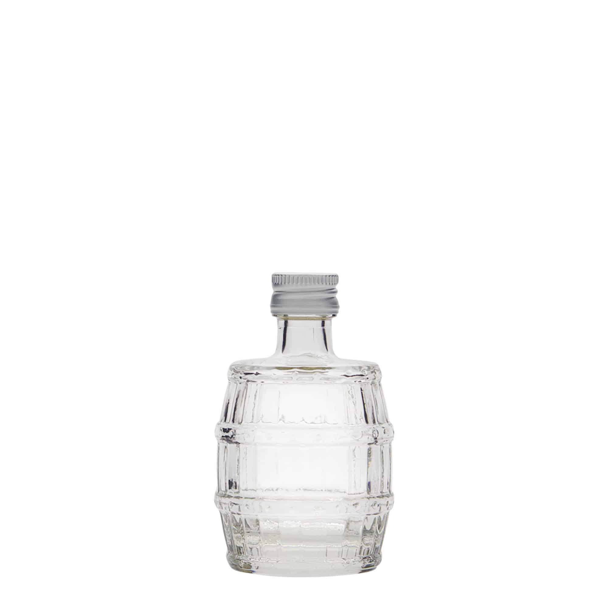 Sticlă de sticlă de 50 ml „butoi”, gura: PP 18