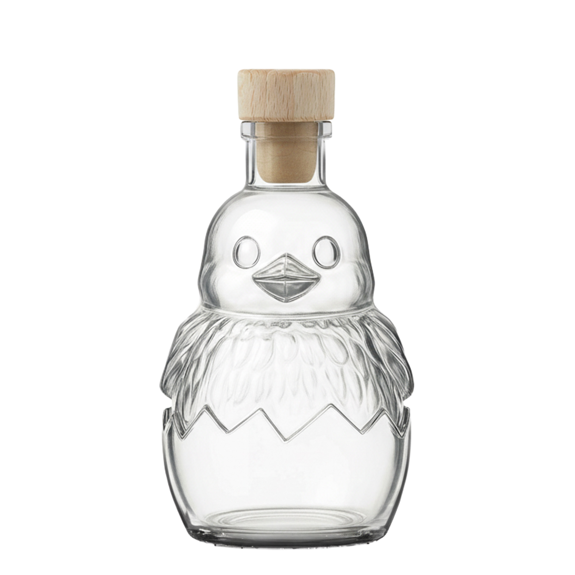 Sticlă de sticlă 200 ml „Pui”, gura: dop de plută