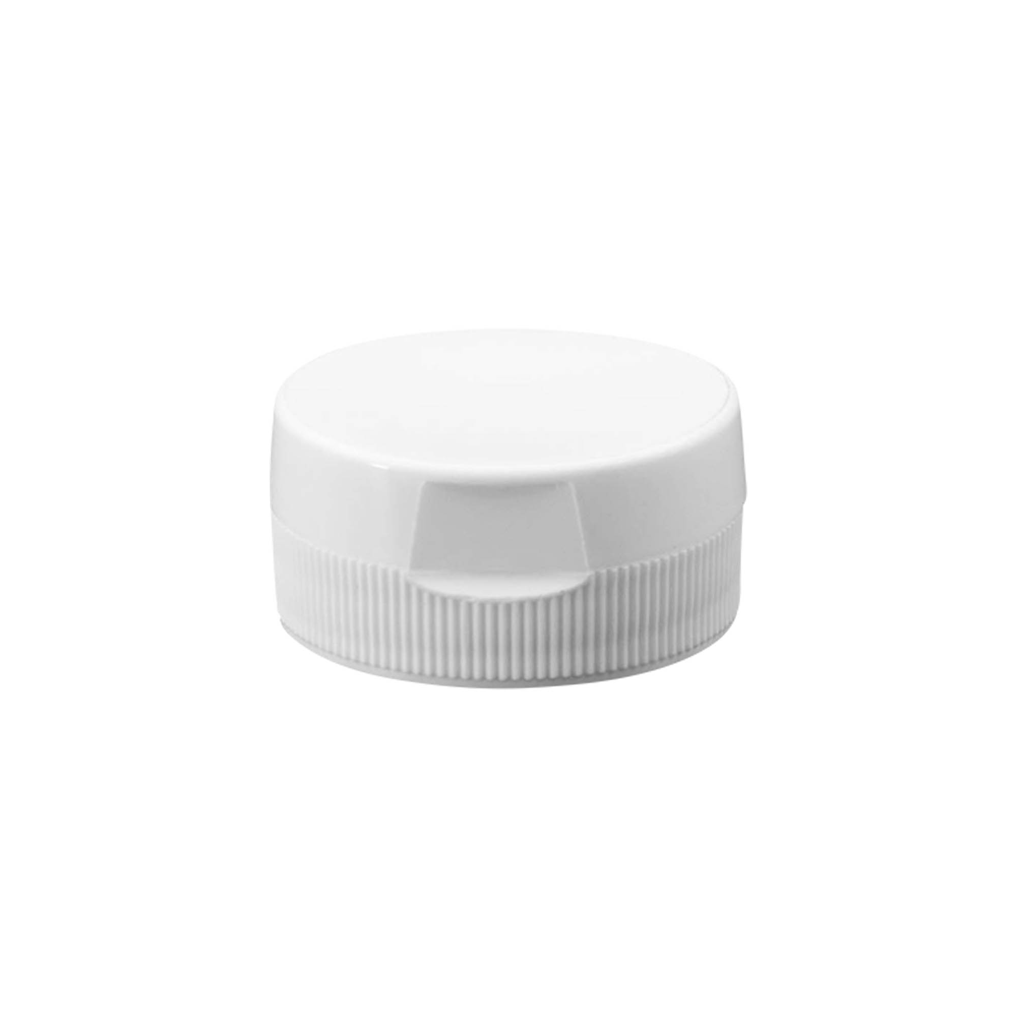 Capac cu filet și balama pliabilă, plastic PP, alb, pentru gura: 38/400 Capac cu filet și balama pliabilă, plastic PP, alb, pentru gura: 38/400