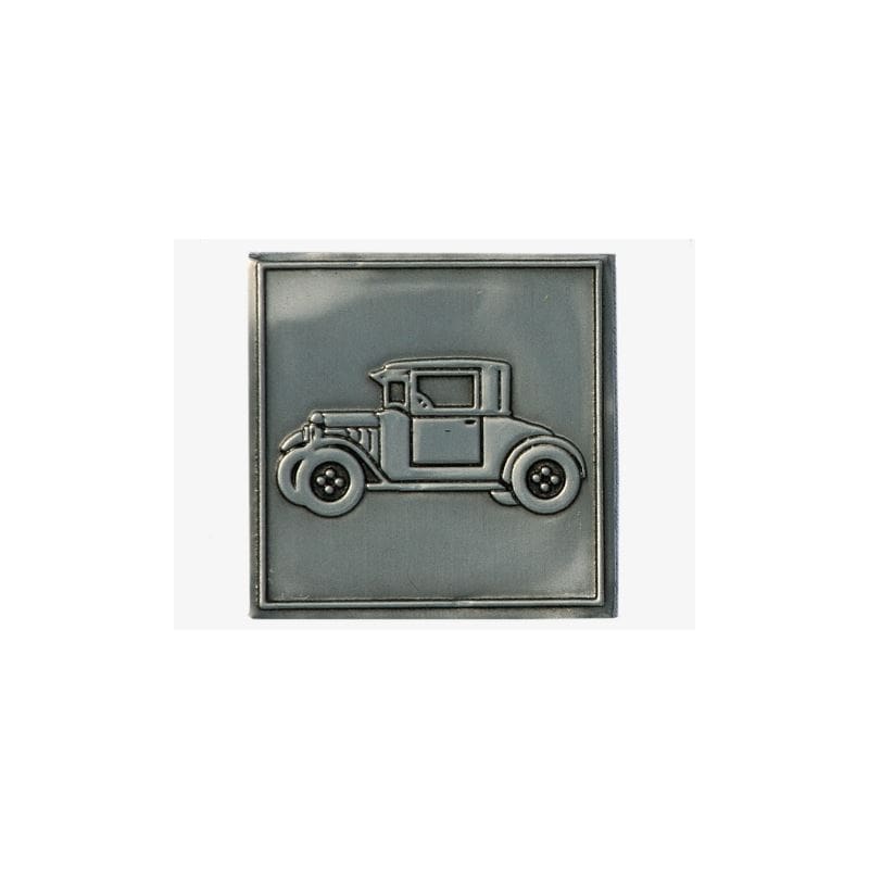 Etichetă de cositor „Oldtimer”, pătrată, metal, argintiu
