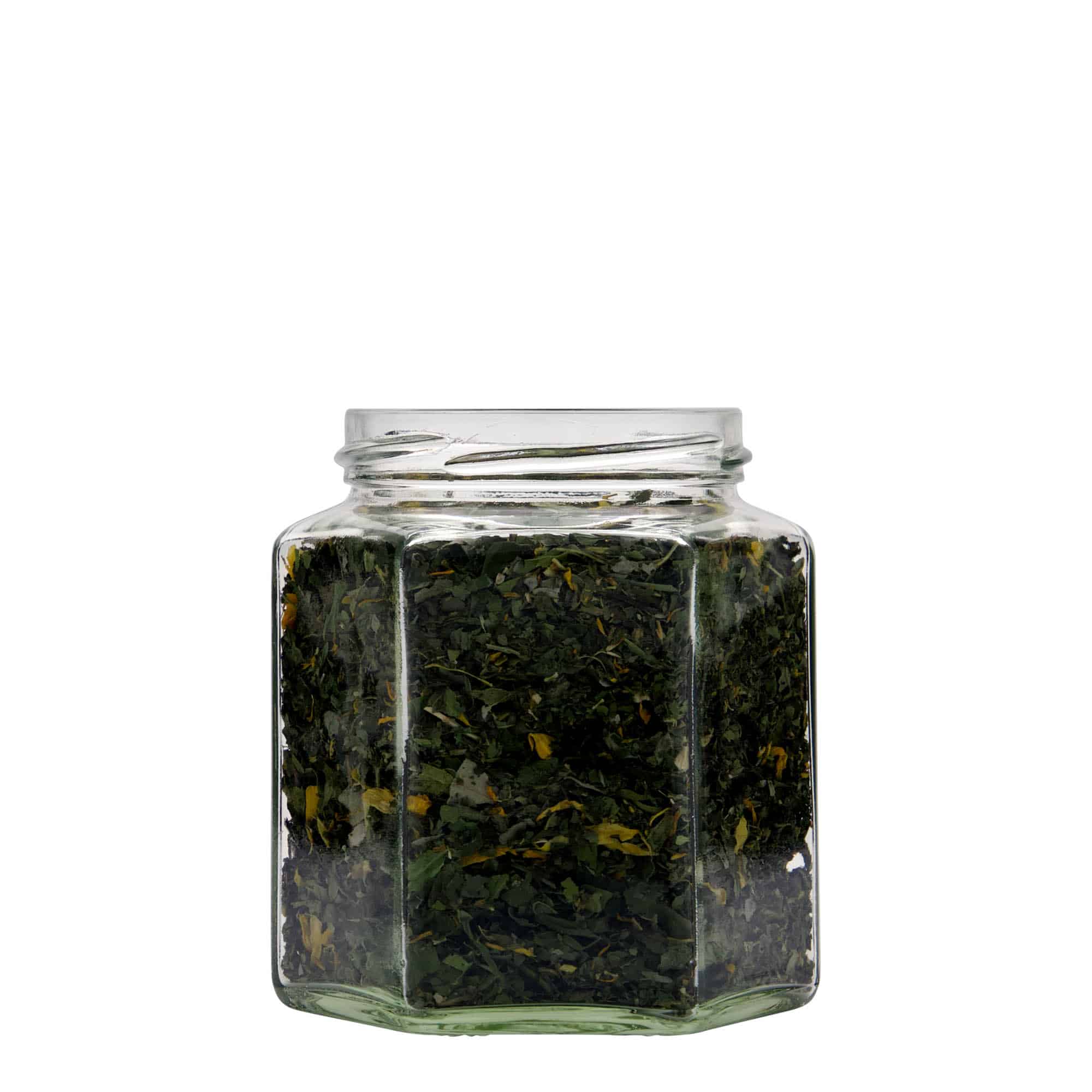 390 ml borcan hexagonal, gură: Twist-Off (TO 70)