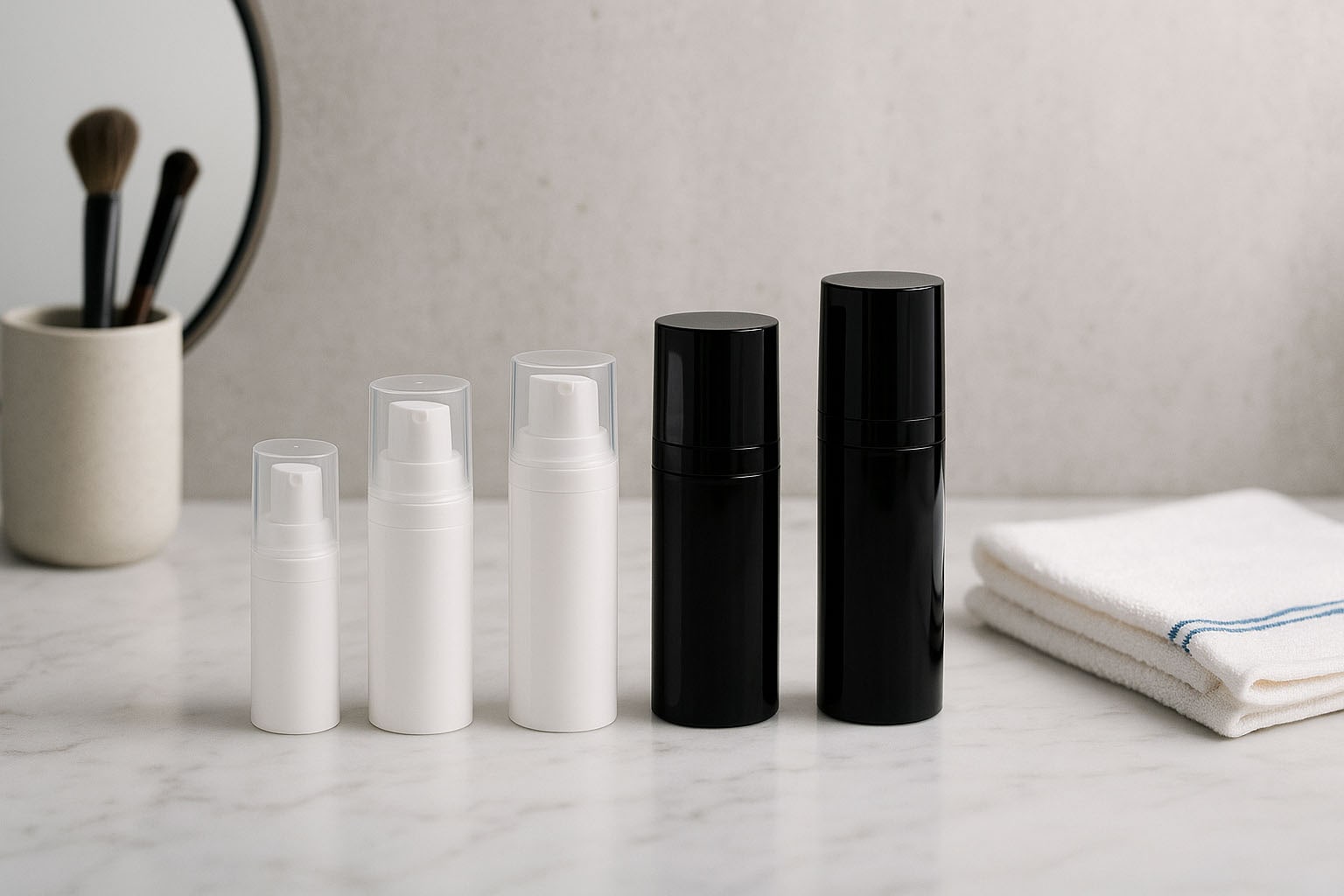 Cap de pulverizare airless Micro margine argintie + alb, capac lucios de protecție