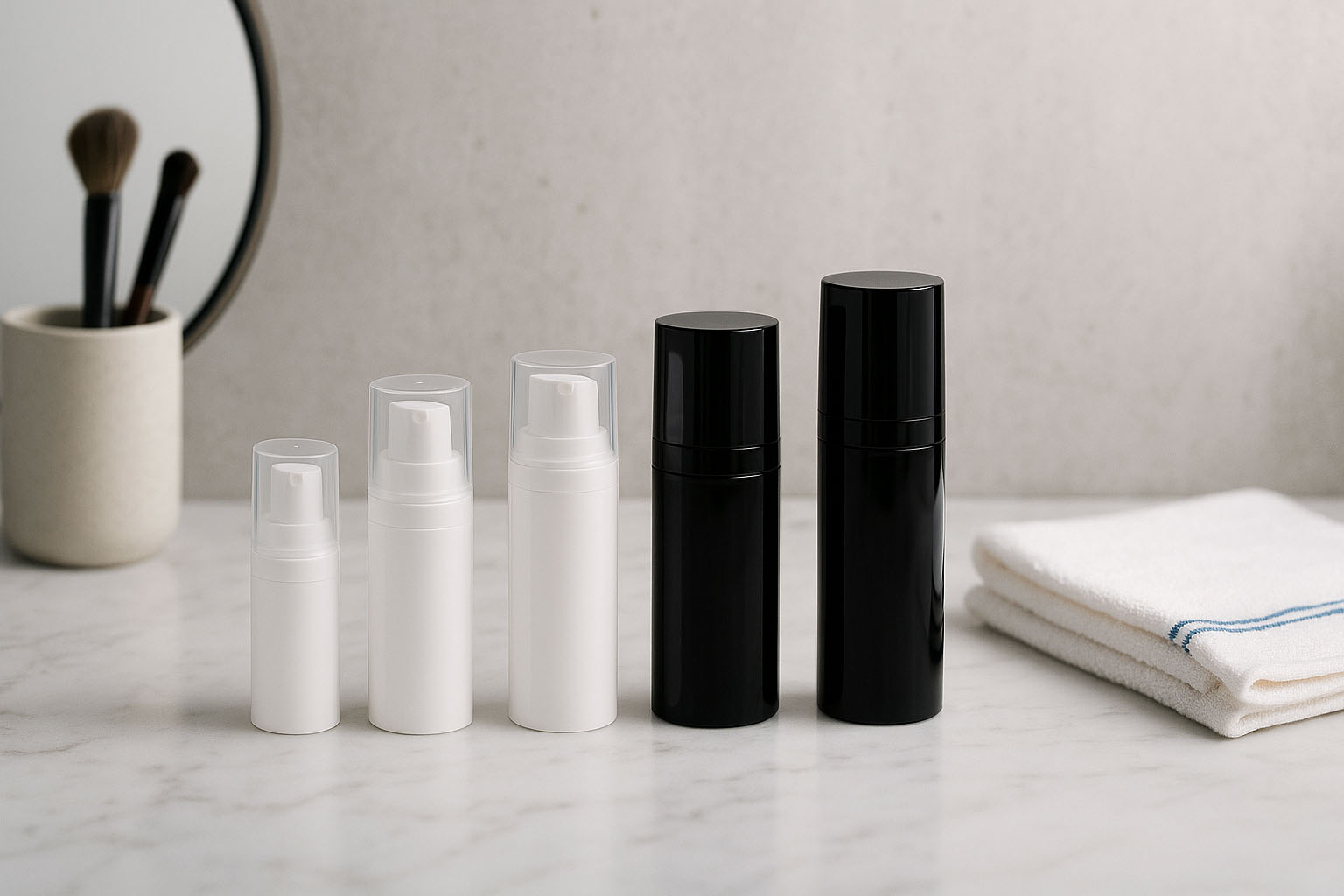 Cap de pulverizare airless Micro margine argintie + alb, capac lucios de protecție