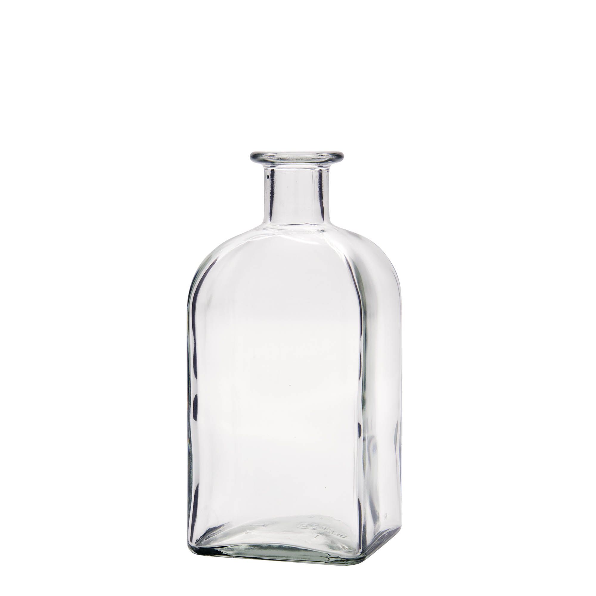 Sticlă de 500 ml din sticlă, farmacist Carré, pătrată, gura: plută