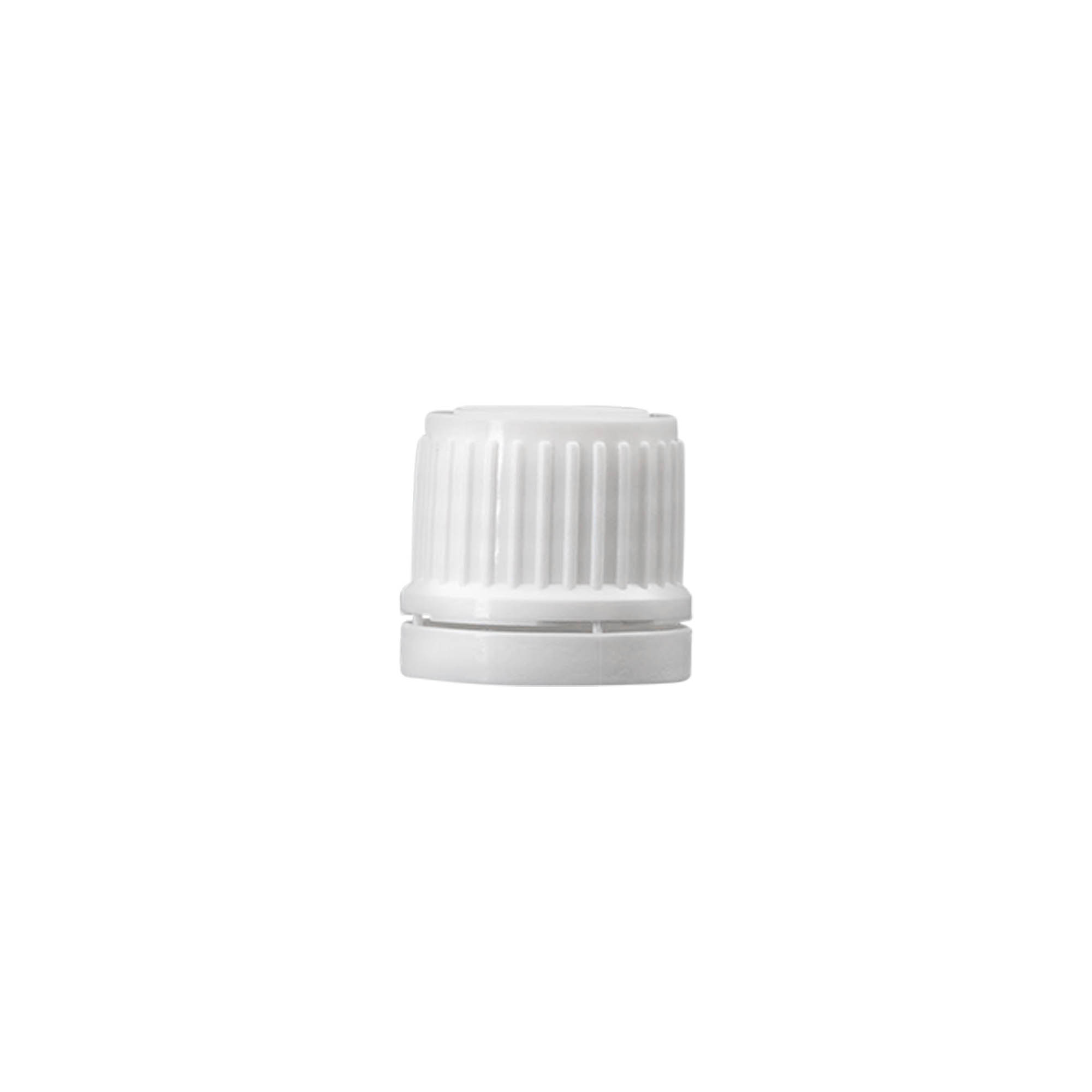 Capac cu filet cu sigiliu de originalitate, plastic PE, alb, pentru gura: DIN 18