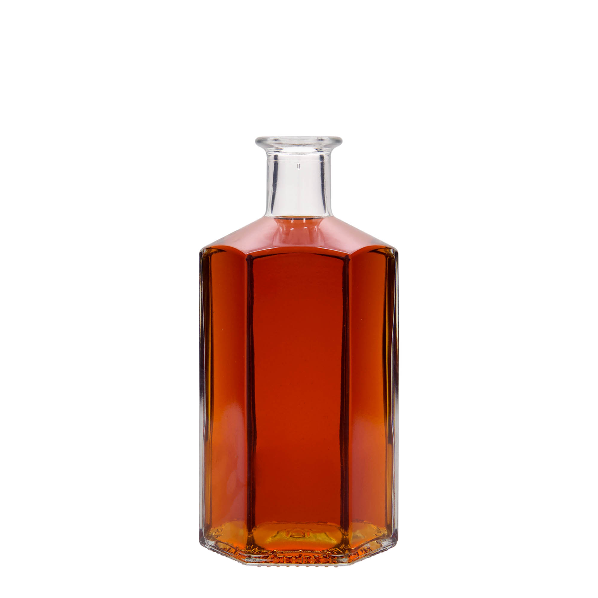 Sticlă de sticlă de 500 ml farmacist 'Jimmy', hexagonală, gura: dop de plută