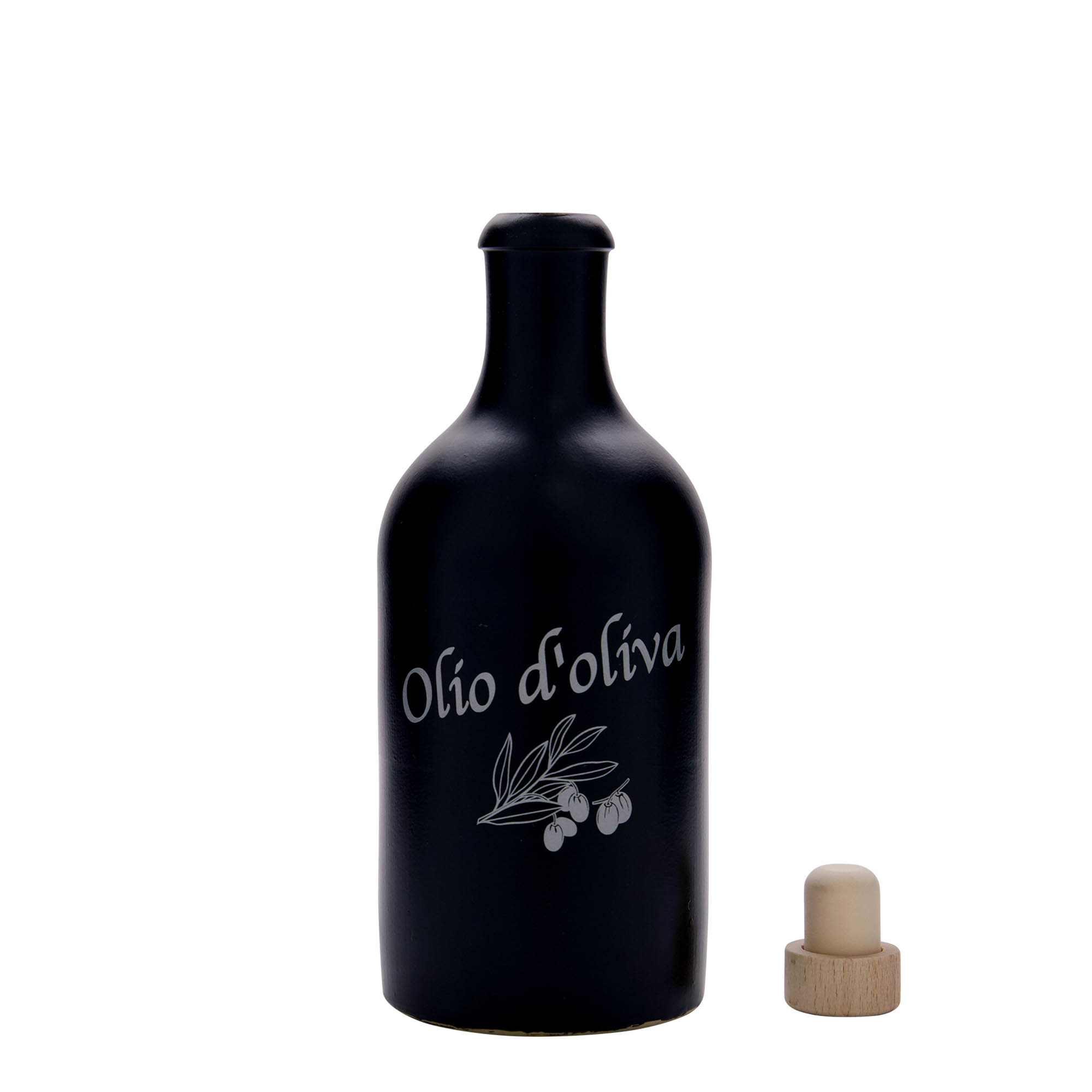 500 ml ulcior de lut, motiv: ulei de măsline, ceramică, negru, gură: dop de plută 500 ml ulcior de lut, motiv: ulei de măsline, ceramică, negru, gură: dop de plută