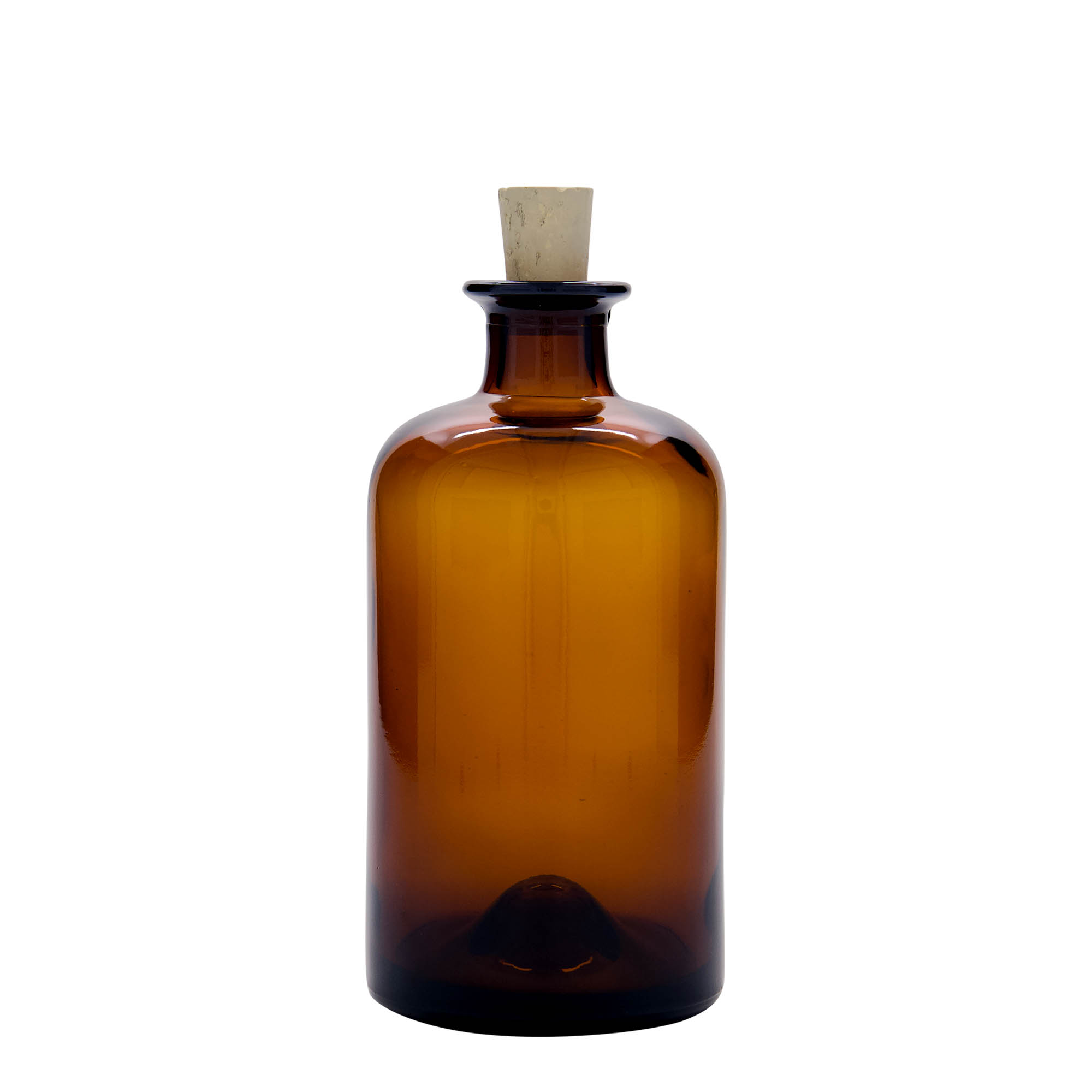 Sticlă de 500 ml pentru farmacie, maro, gură: dop de plută Sticlă de 500 ml pentru farmacie, maro, gură: dop de plută