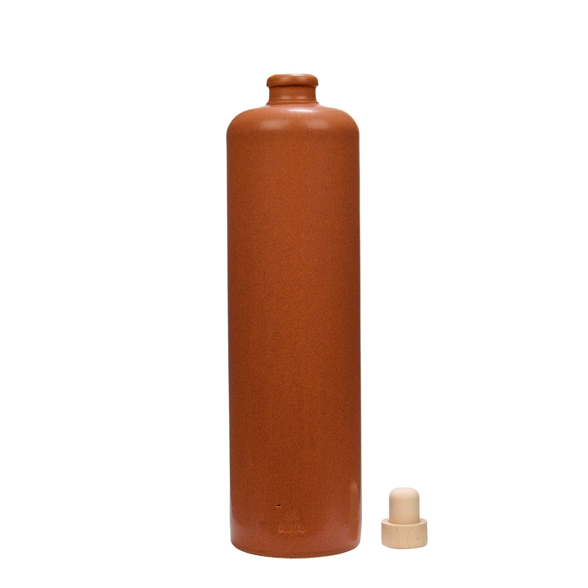 1.000 ml ulcior de lut, ceramică, roșu-maro, gură: plută