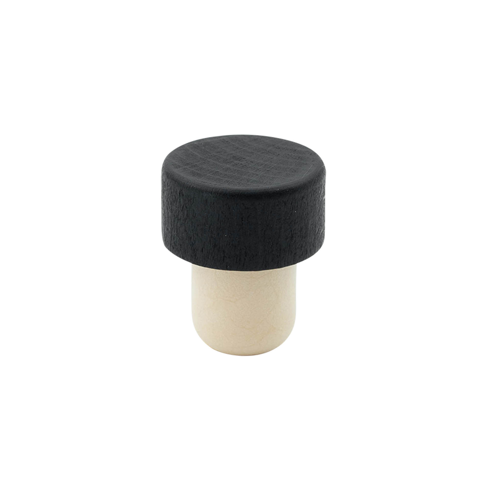 Dop cu mâner 19 mm, lemn/plastic, negru, pentru gură: dop