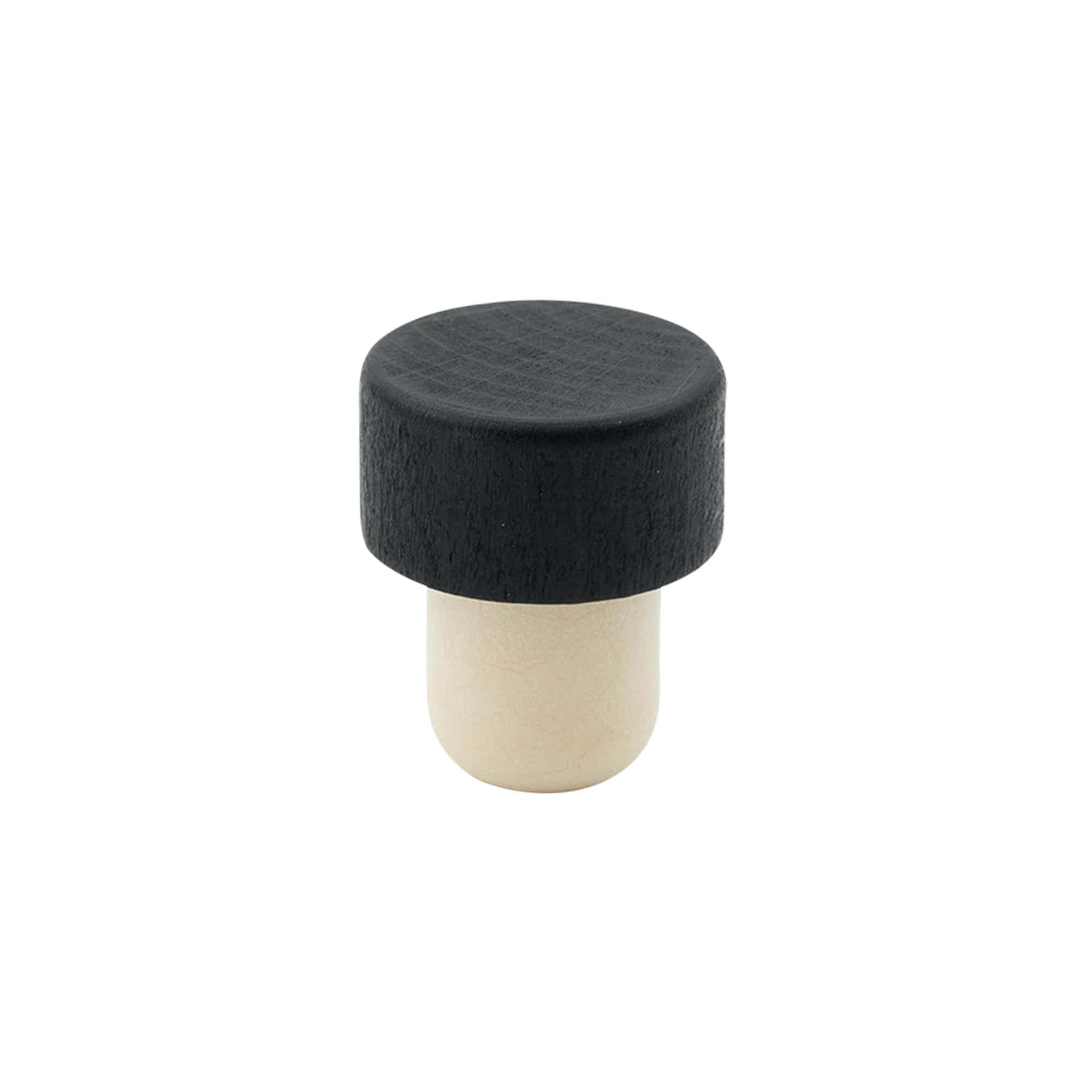 Dop cu mâner 19 mm, lemn/plastic, negru, pentru gură: dop