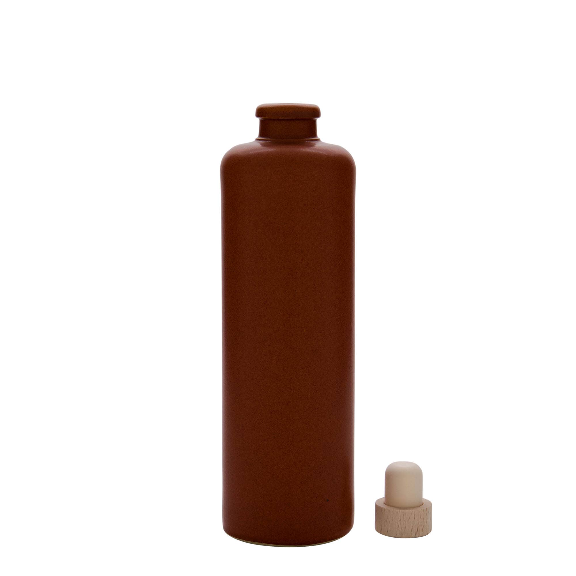 500 ml ulcior de lut, ceramică, roșu-maro, gura: plută