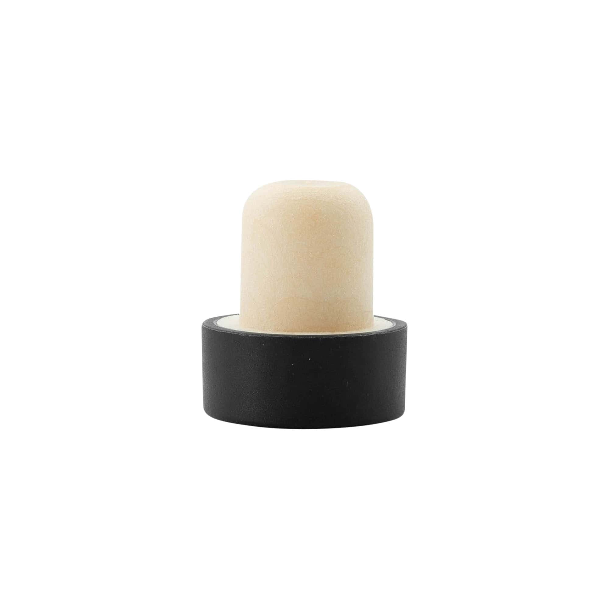 Dop cu mâner 19 mm, plastic, negru, pentru gură: dop din plută