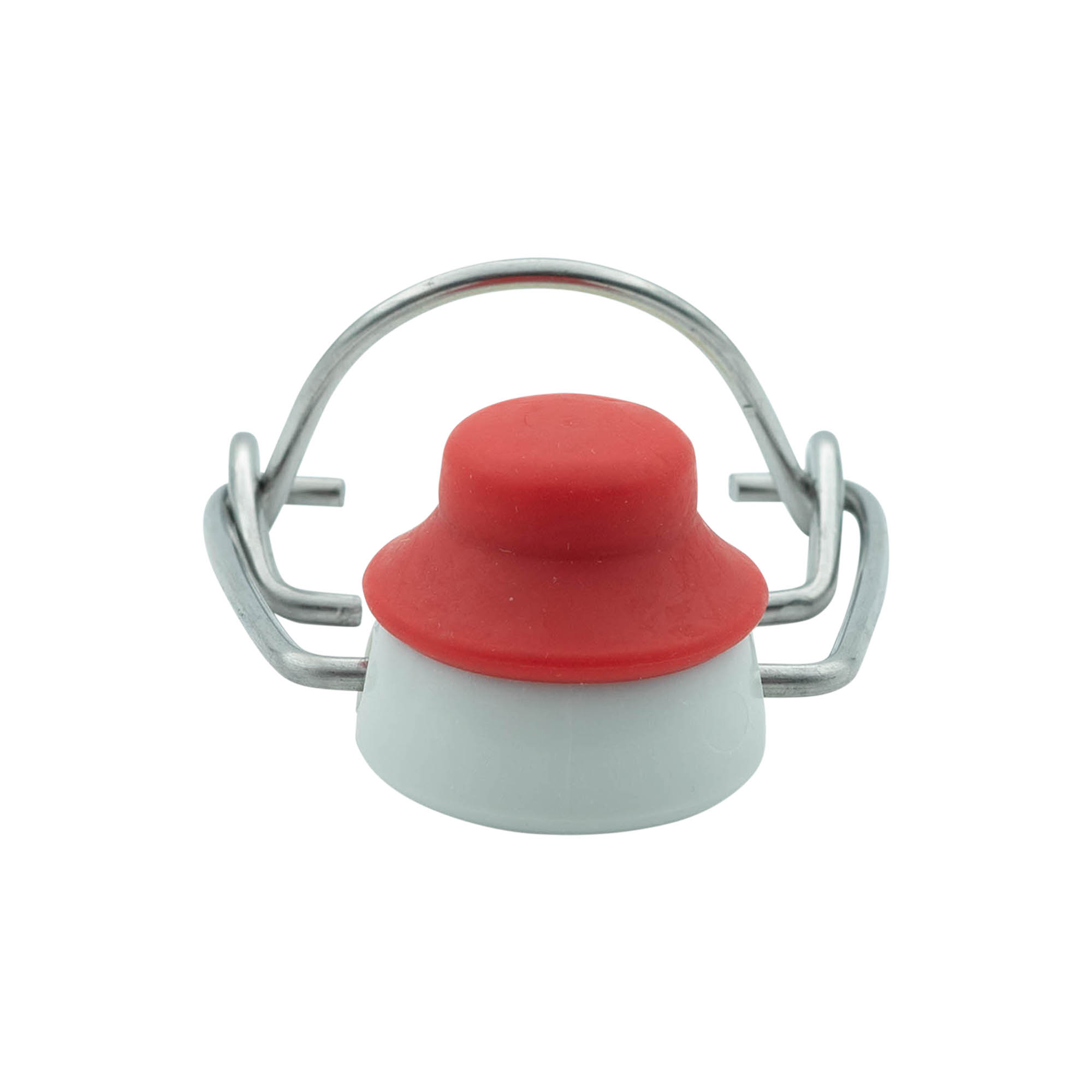 Închizător cu clemă mărime specială, plastic, roșu-alb