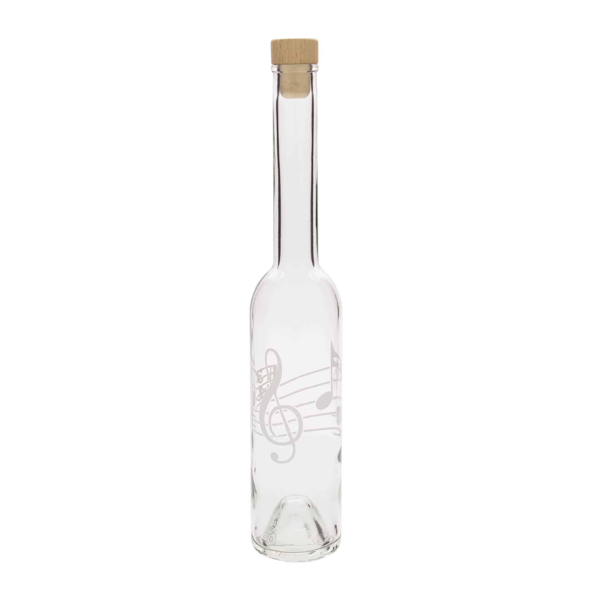 Sticlă de sticlă de 350 ml „Opera”, motiv: note muzicale, gura: dop de plută