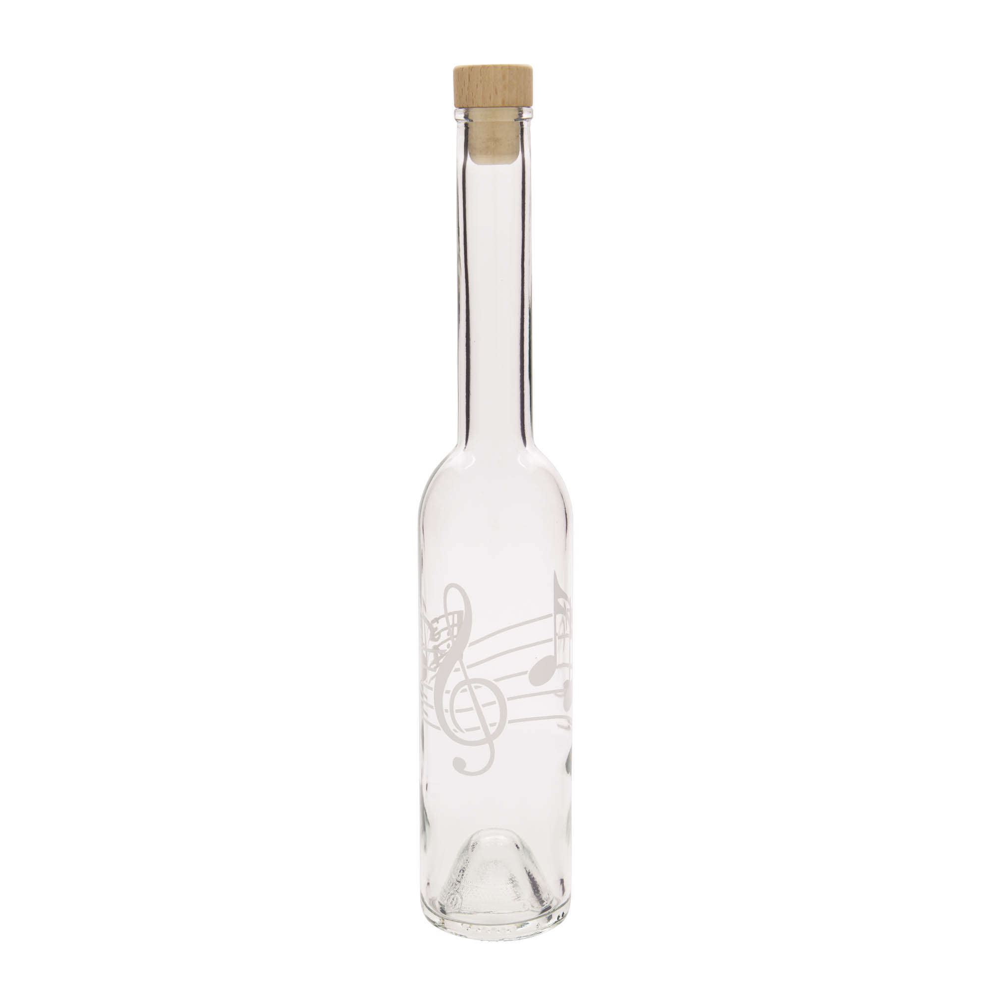 Sticlă de sticlă de 350 ml „Opera”, motiv: note muzicale, gura: dop de plută Sticlă de sticlă de 350 ml „Opera”, motiv: note muzicale, gura: dop de plută