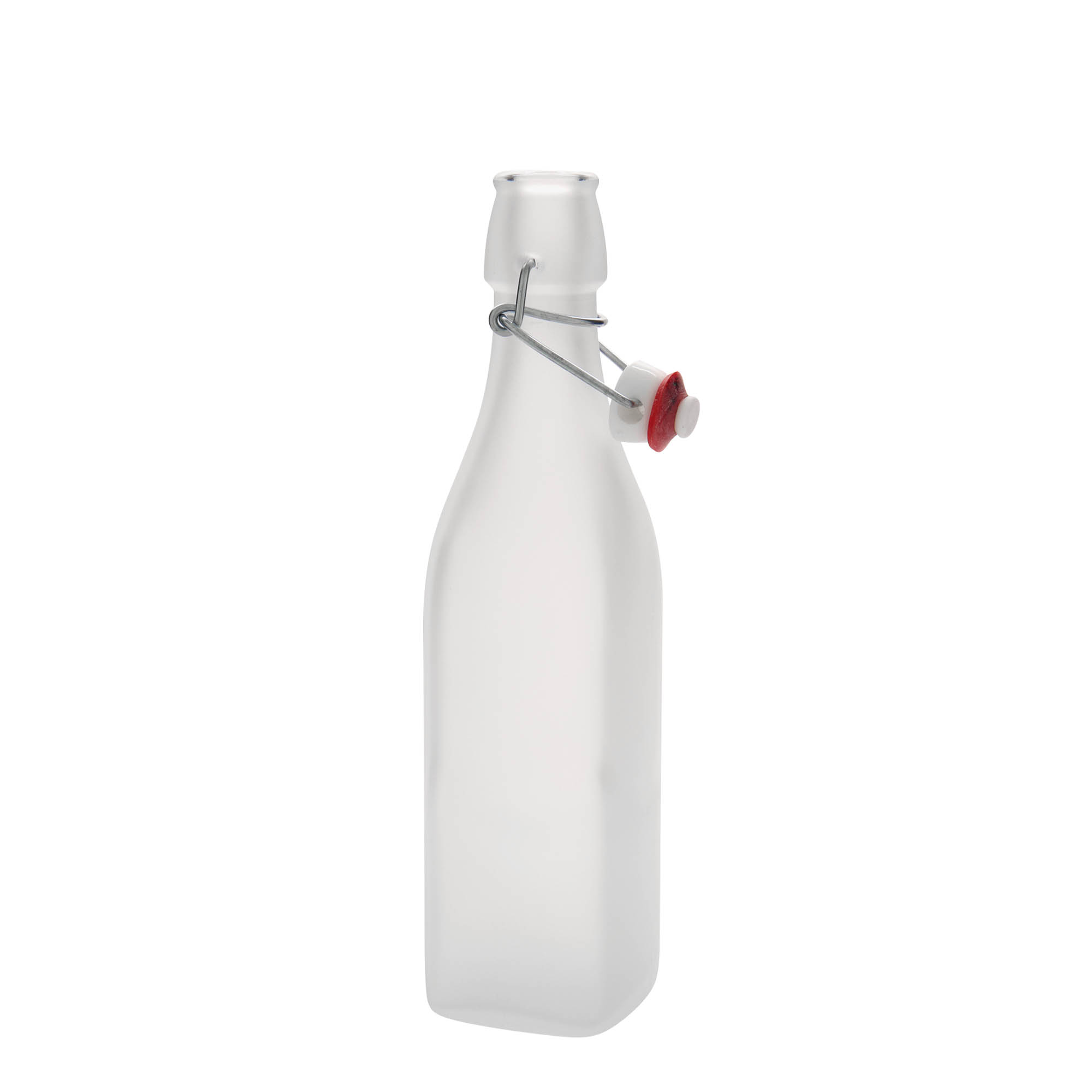 Sticlă de sticlă de 500 ml 'Swing, pătrată, albă, deschidere: închidere cu clemă Sticlă de sticlă de 500 ml 'Swing, pătrată, albă, deschidere: închidere cu clemă