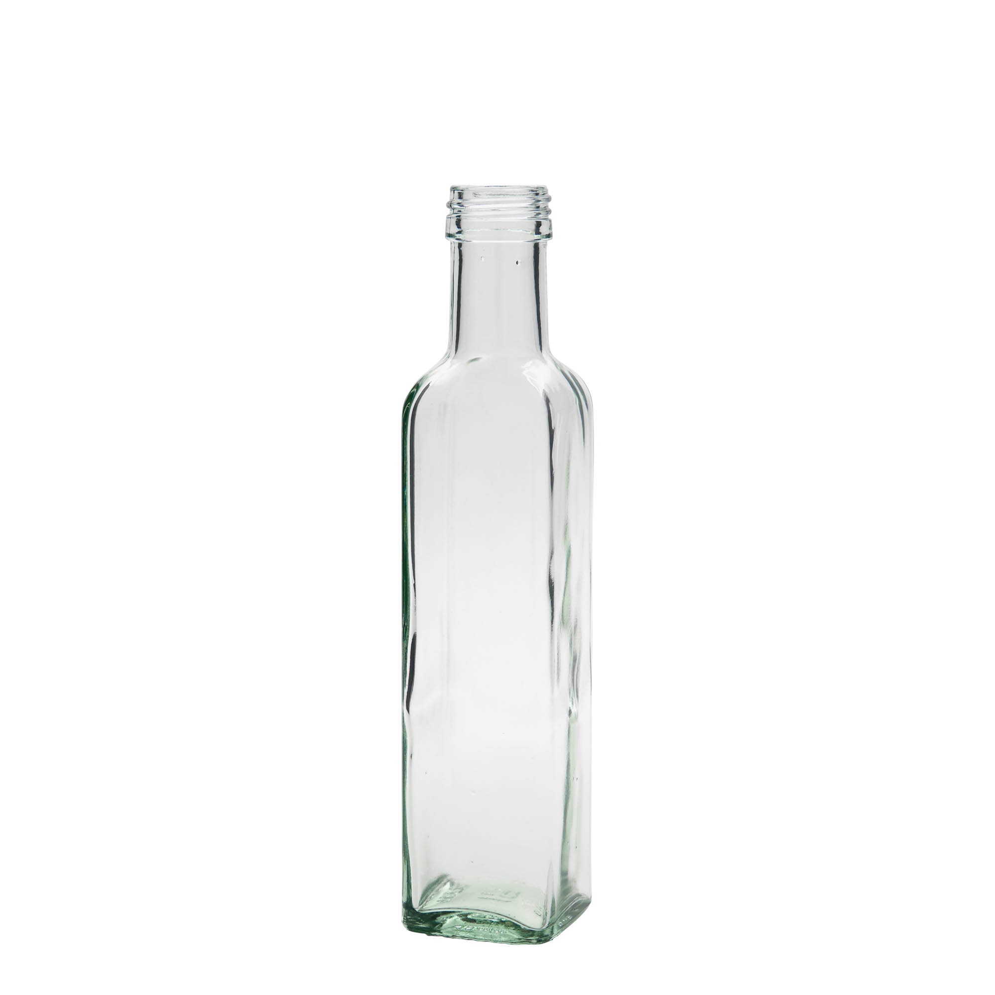 Sticlă de sticlă de 250 ml „Marasca”, pătrată, gât: PP 31,5