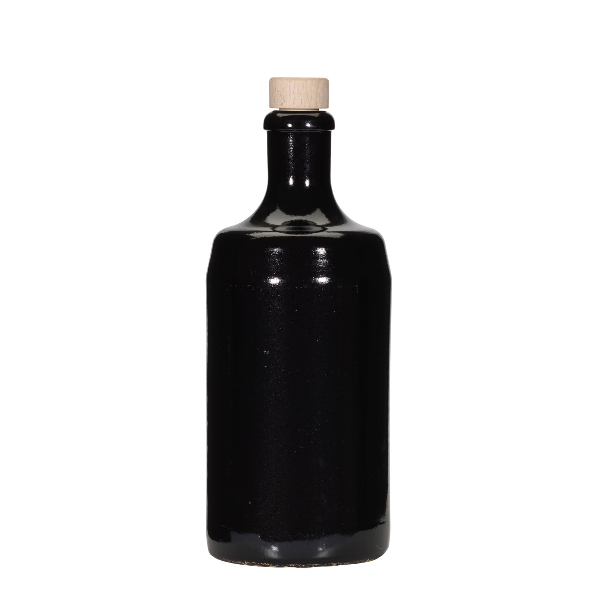 700 ml ulcior de lut „Calvados”, ceramică neagră, gură: plută