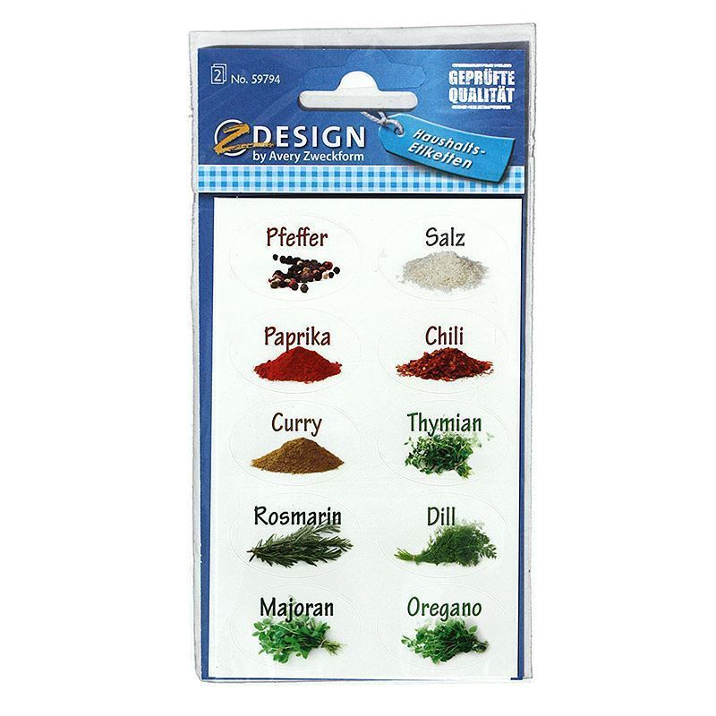 Zweckform etichete „Condimente”, ovale, hârtie, multicolor Zweckform etichete „Condimente”, ovale, hârtie, multicolor