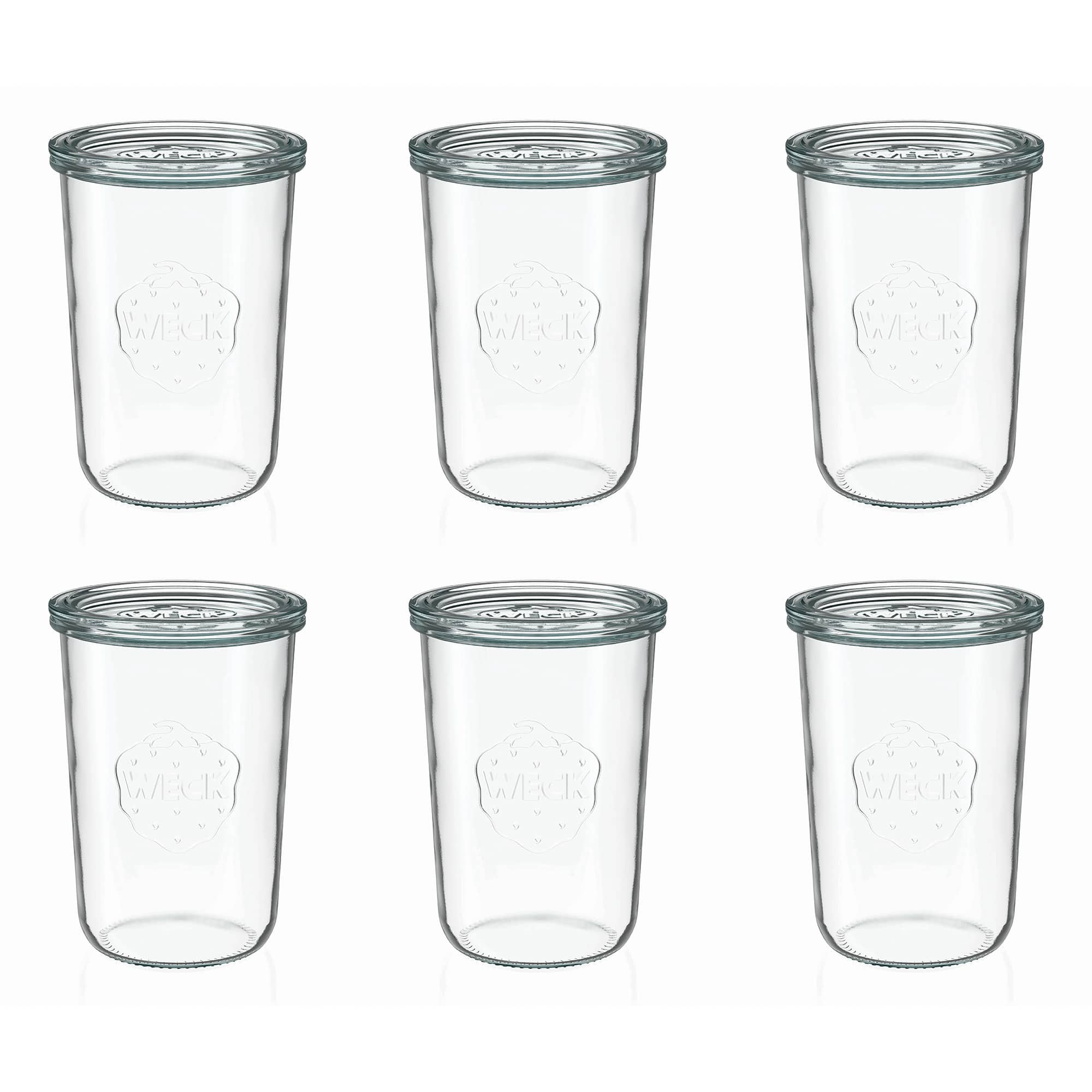 6x 850 ml borcan WECK cu gura largă cu capac de sticlă RR 100