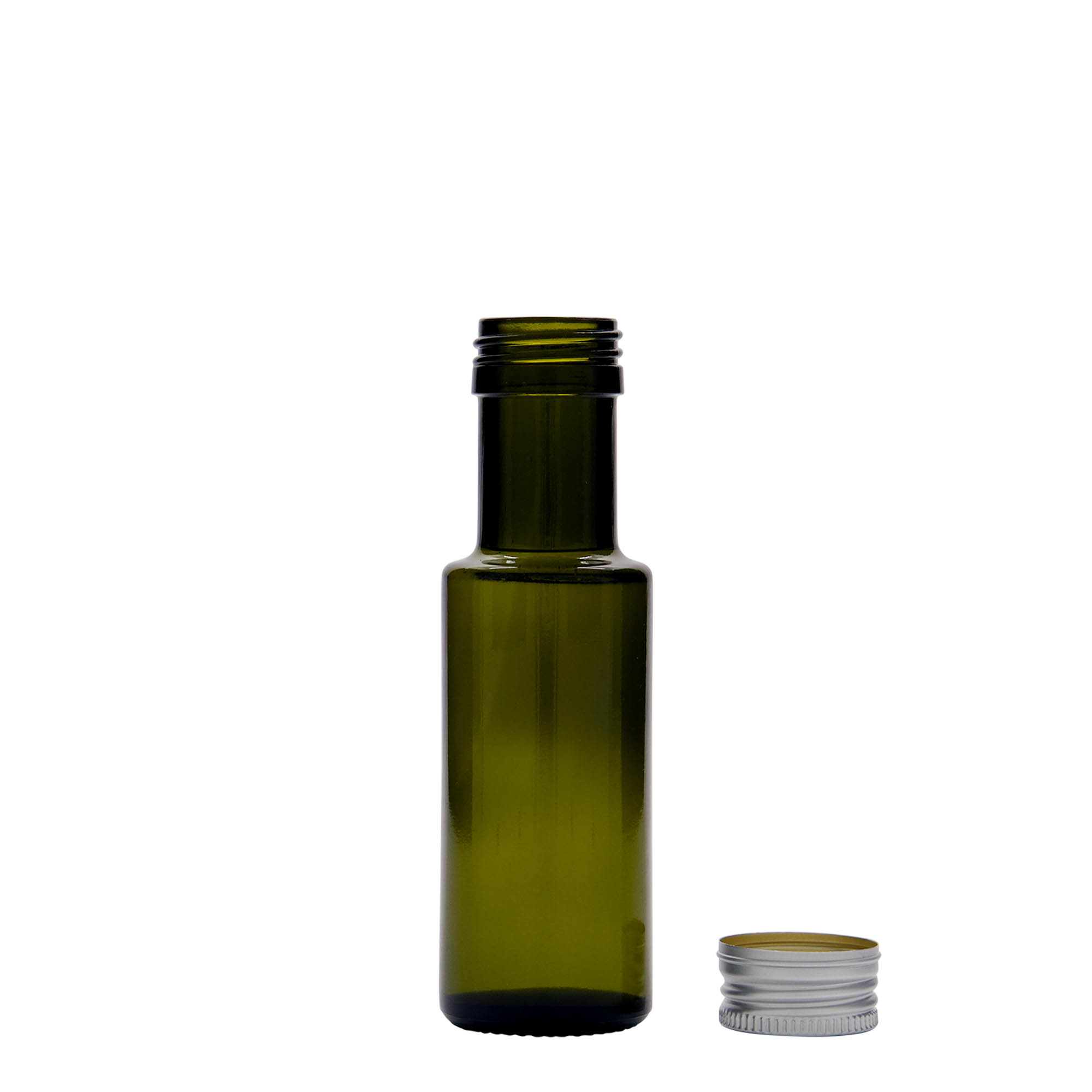 Sticlă de sticlă de 100 ml „Dorica”, verde antic, gât: PP 31,5 Sticlă de sticlă de 100 ml „Dorica”, verde antic, gât: PP 31,5