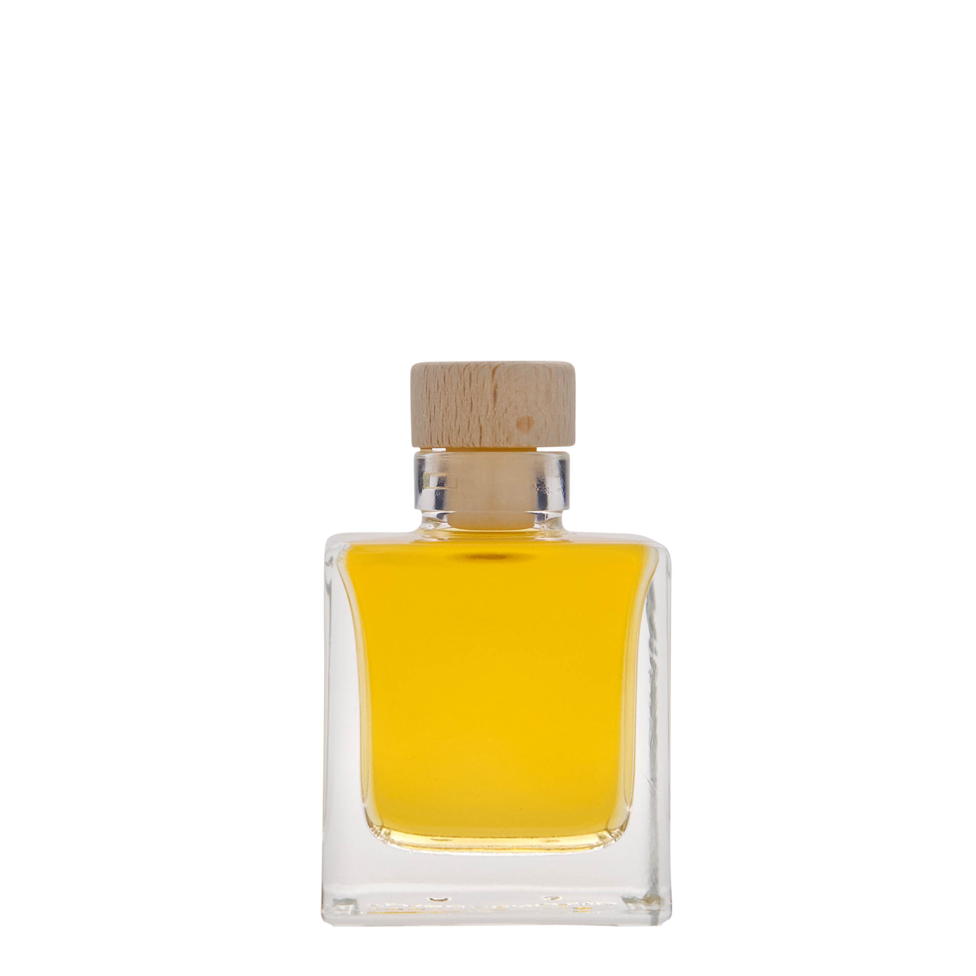 Sticlă de sticlă de 100 ml „Cube”, pătrată, gură: dop de plută Sticlă de sticlă de 100 ml „Cube”, pătrată, gură: dop de plută