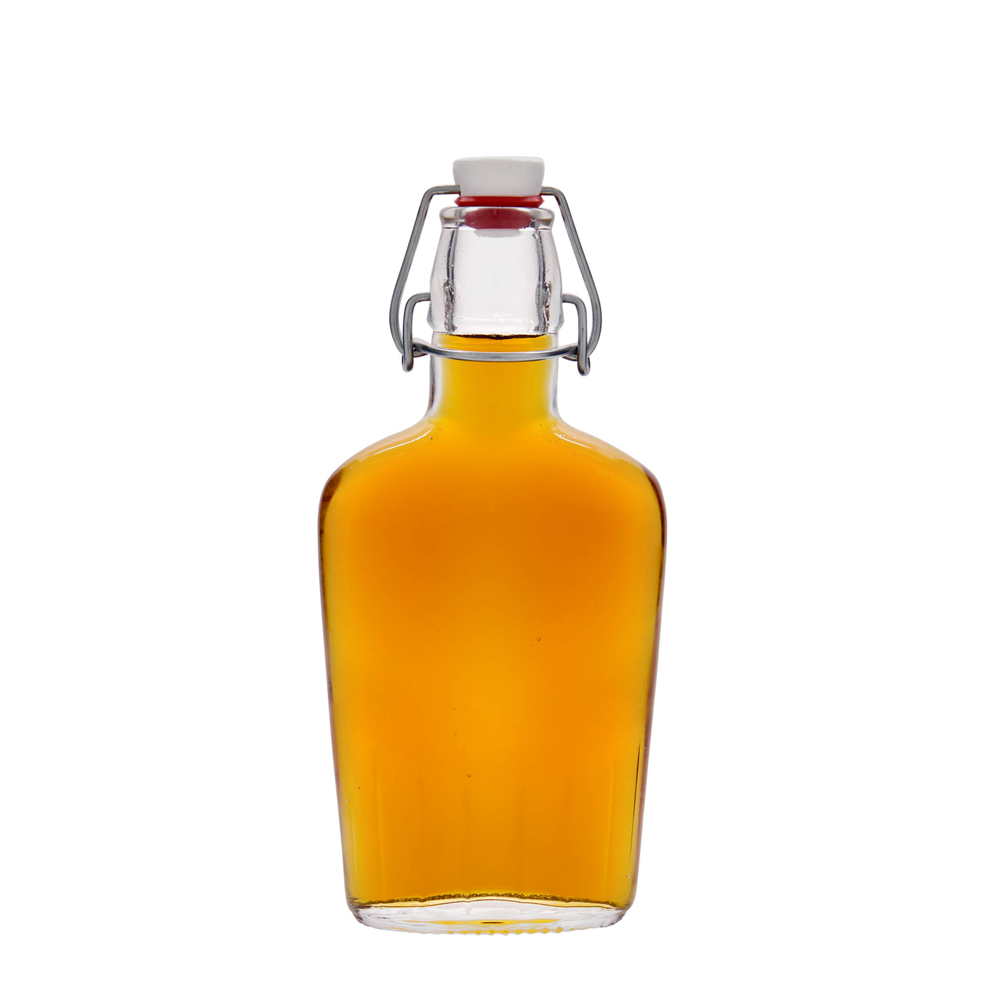 Sticlă de sticlă de 250 ml „Fiaschetta”, ovală, gât: închidere cu clemă Sticlă de sticlă de 250 ml „Fiaschetta”, ovală, gât: închidere cu clemă