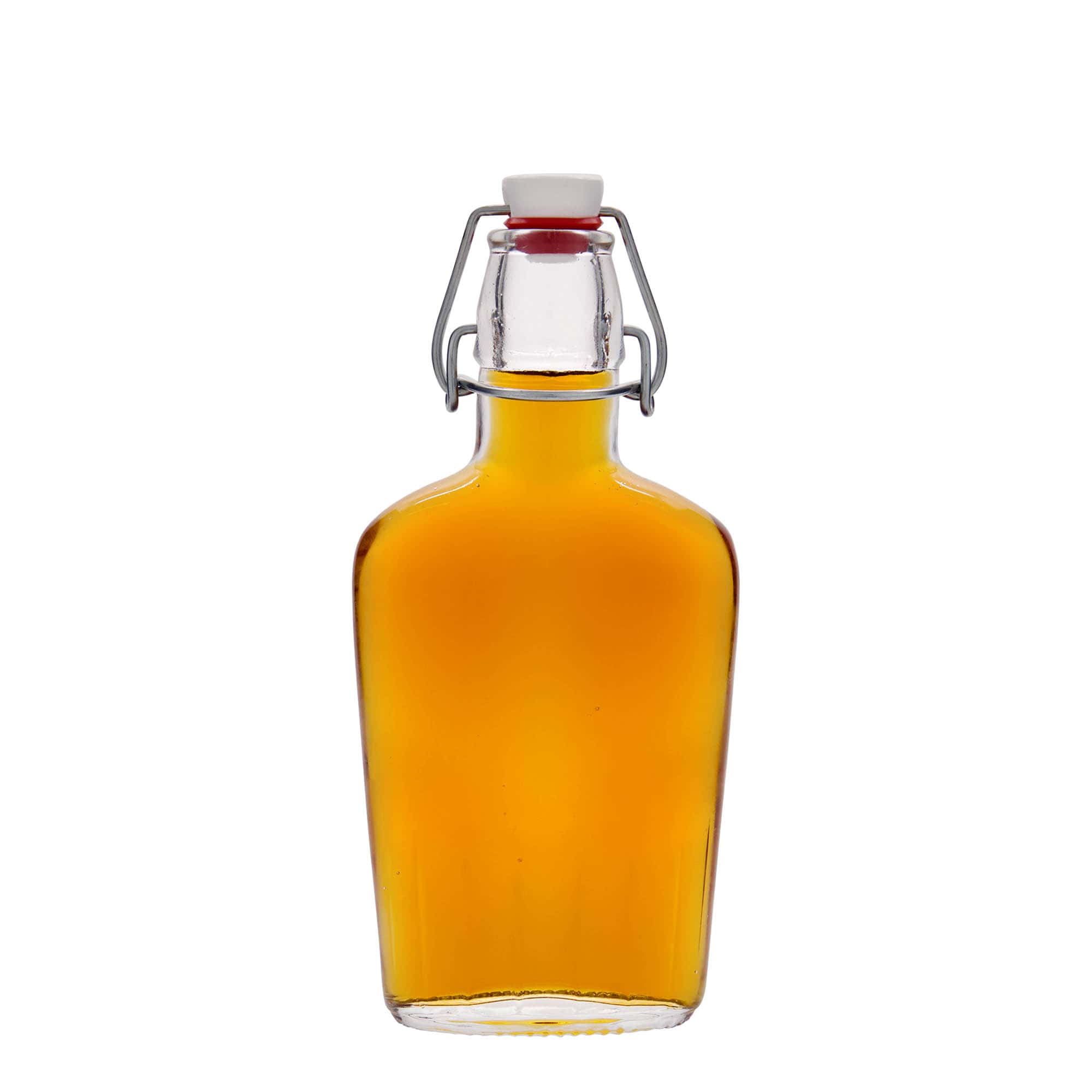 Sticlă de sticlă de 250 ml „Fiaschetta”, ovală, gât: închidere cu clemă