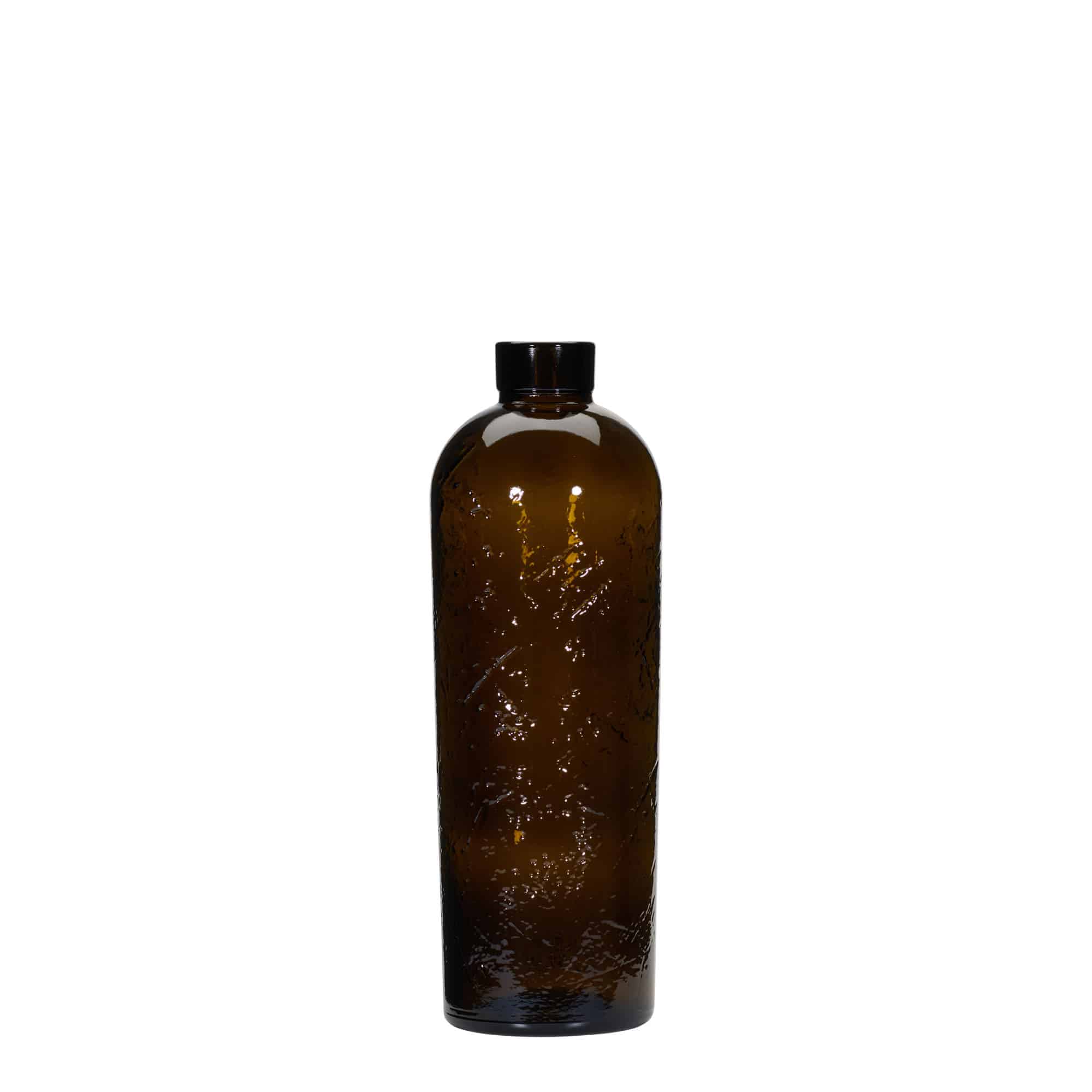 Sticlă din sticlă lucrată manual 700 ml „Natural”, maro, gură: plută