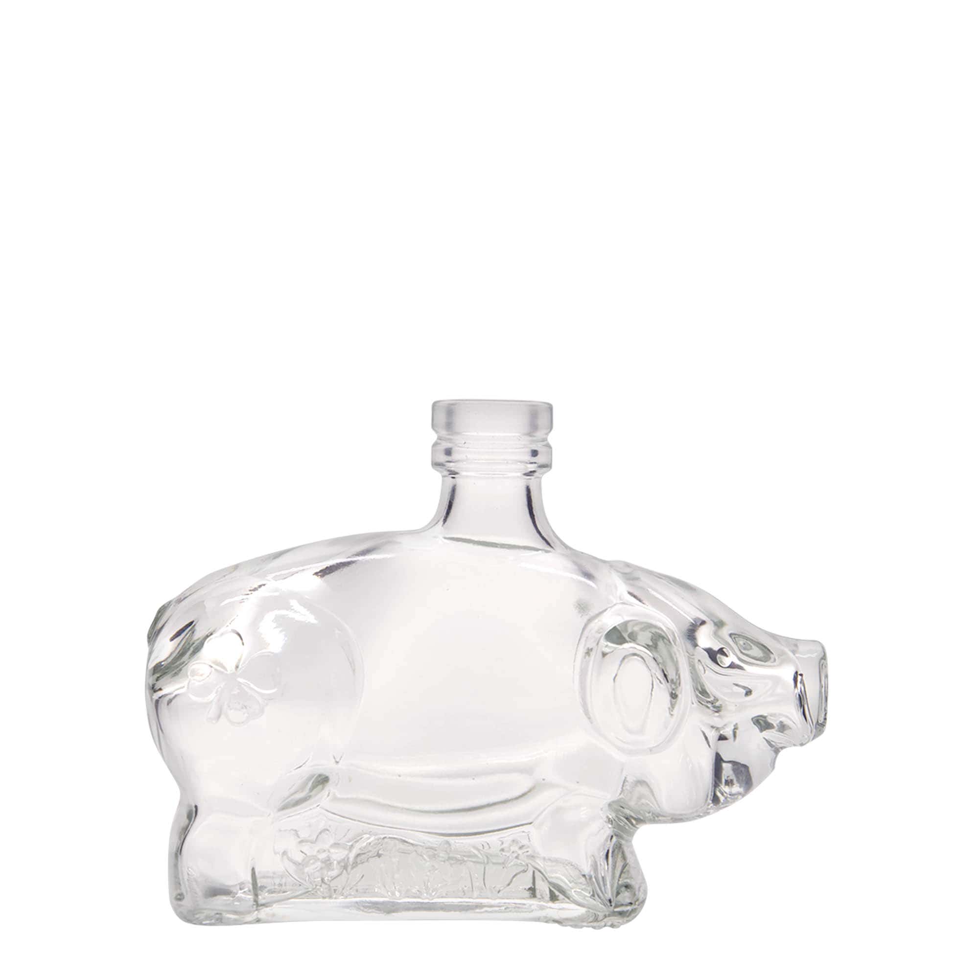 Sticlă de sticlă de 200 ml „Porcușor norocos”, gura: dop de plută