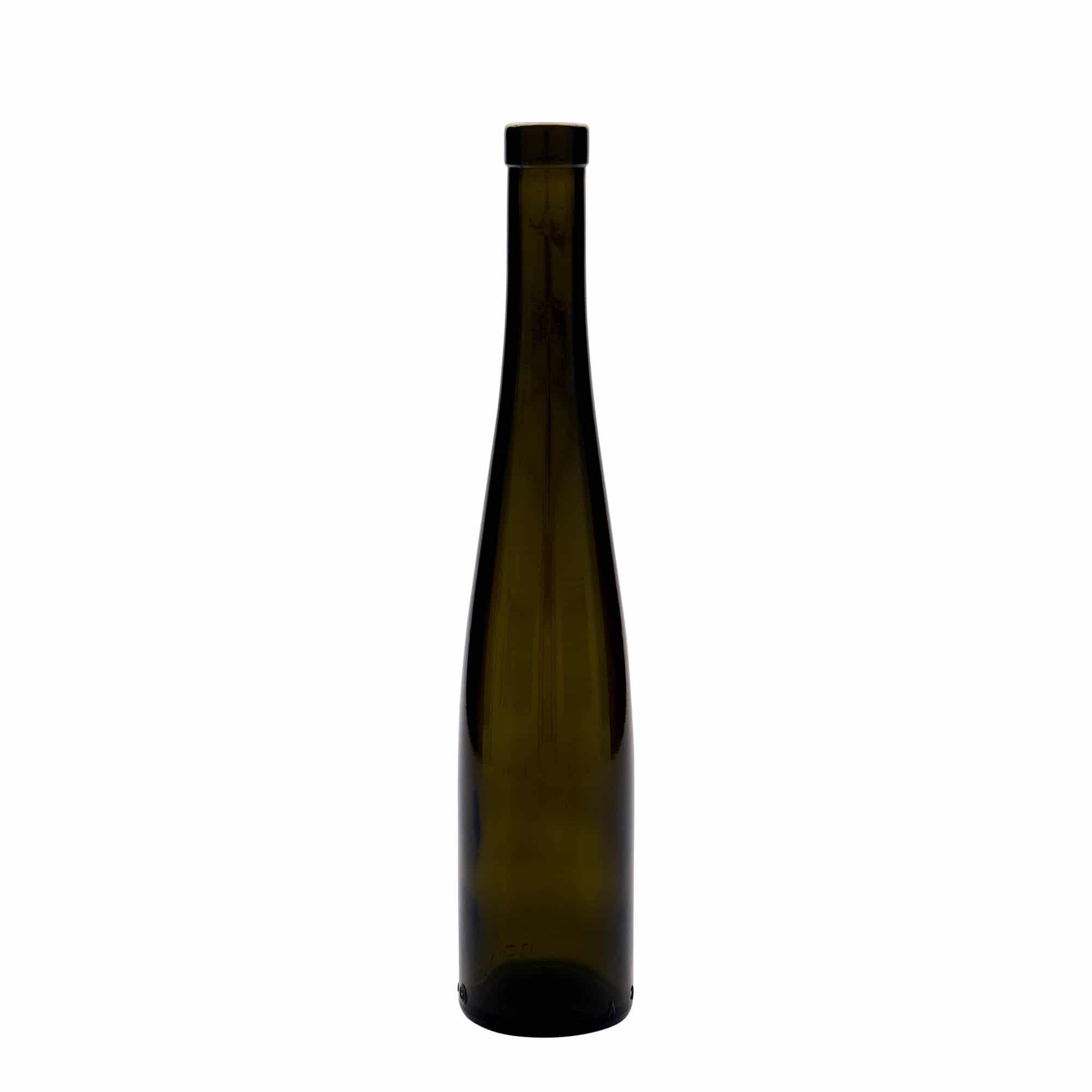 Sticlă de sticlă de 375 ml „Weinschlegel”, verde antic, gura: dop de plută