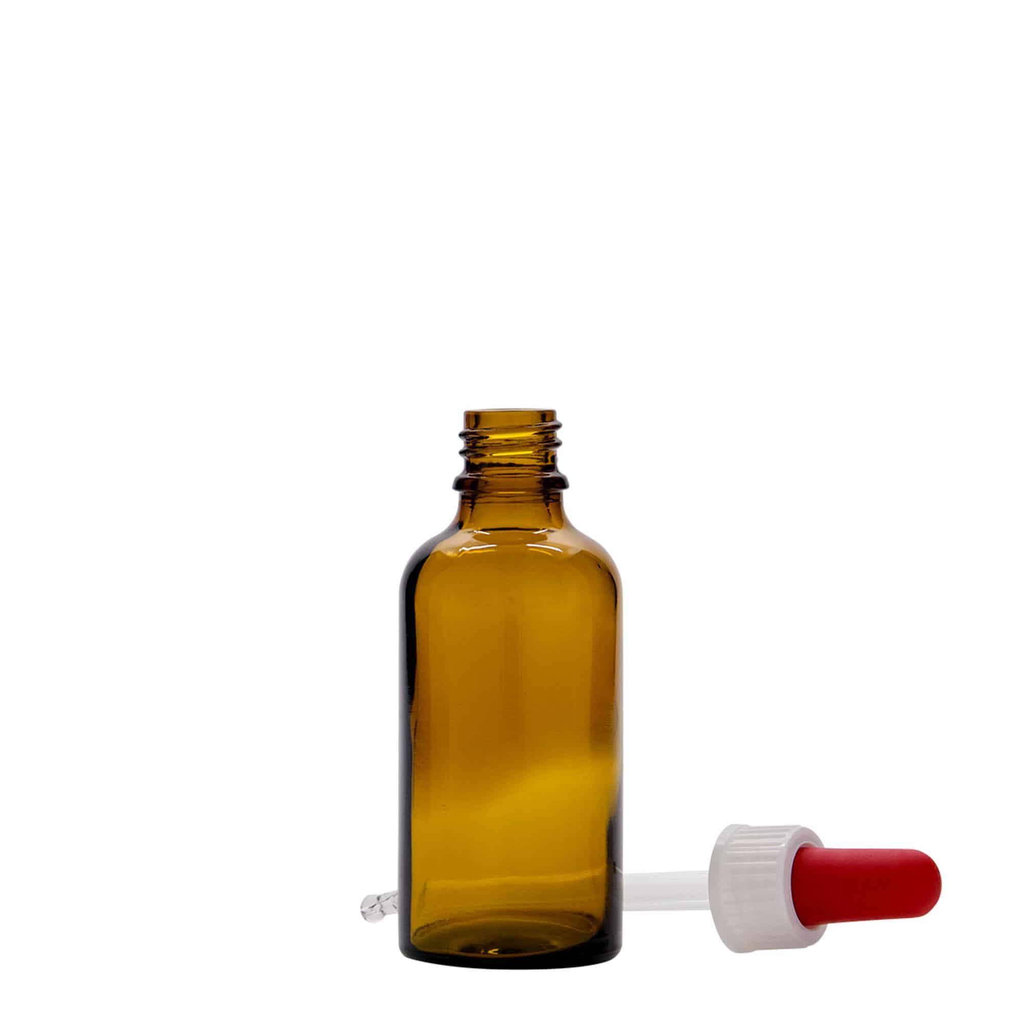 Flacon cu pipetă 50 ml, medical, sticlă, maro-roșu, gura: DIN 18