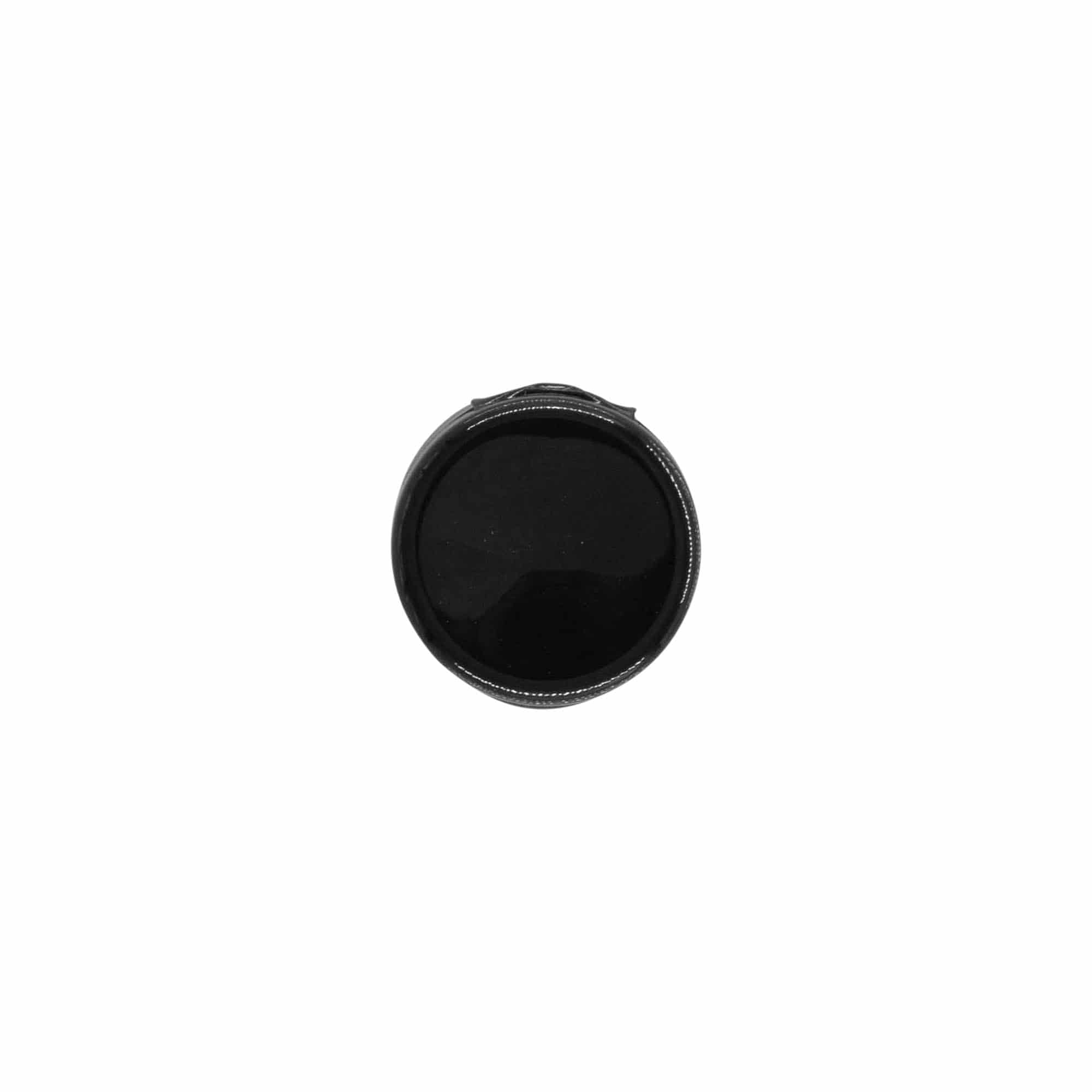 Capac cu filet și balama pliabilă, plastic PP, negru, pentru gură: 20/410 Capac cu filet și balama pliabilă, plastic PP, negru, pentru gură: 20/410