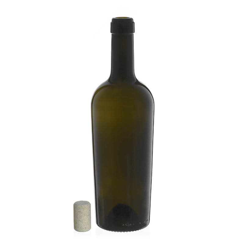 Sticlă de vin 750 ml „Imperiale”, verde antichizat, gura: dop