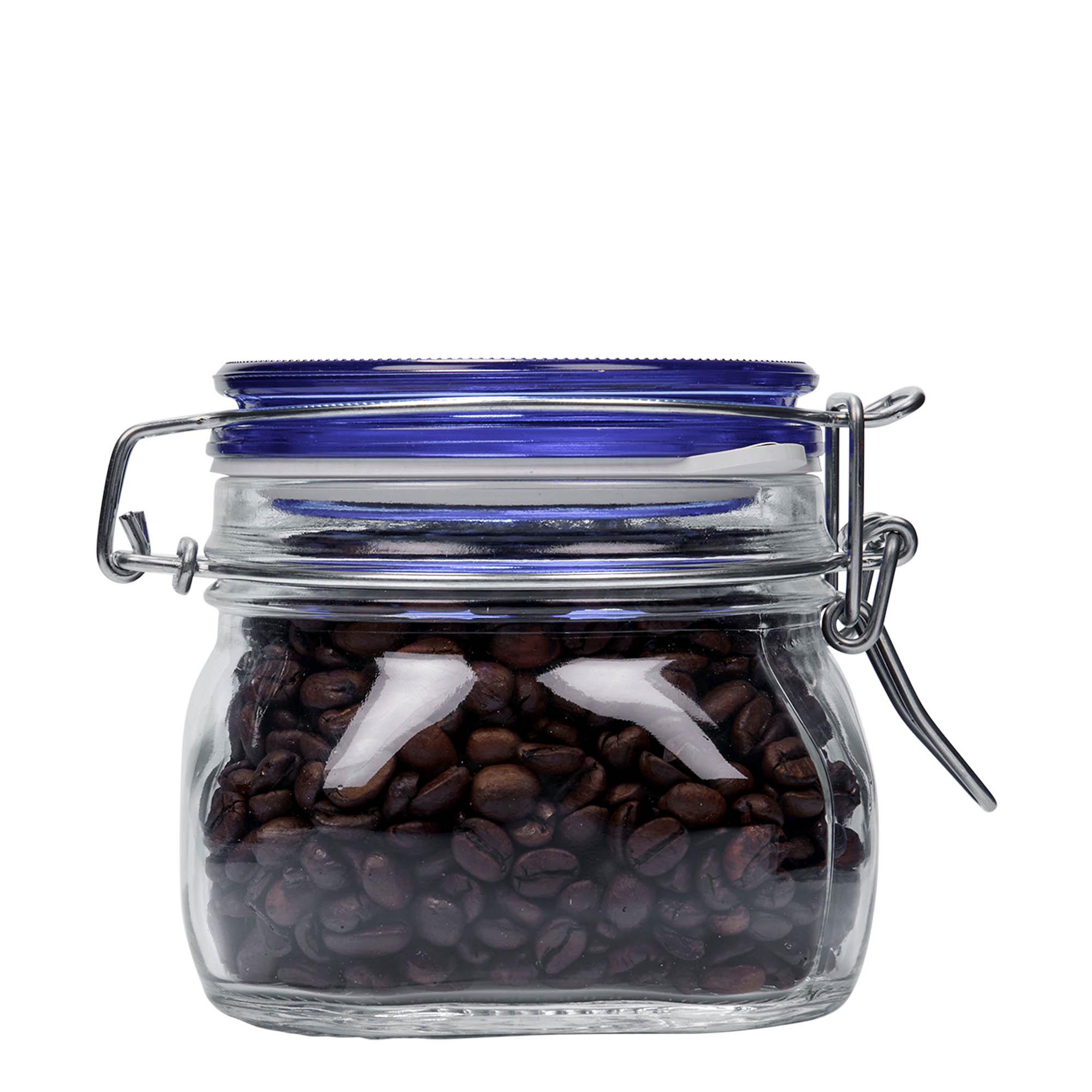 500 ml borcan cu clemă metalică 'Fido' capac albastru, pătrat, gură: închidere cu clemă metalică 500 ml borcan cu clemă metalică 'Fido' capac albastru, pătrat, gură: închidere cu clemă metalică