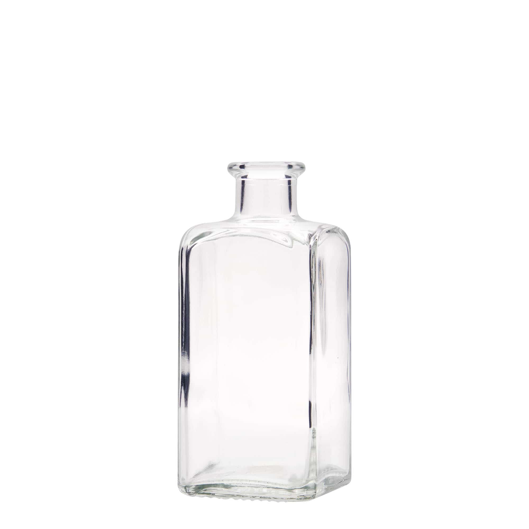 Sticlă de sticlă de 250 ml Apotheker Carré, pătrată, gât: plută