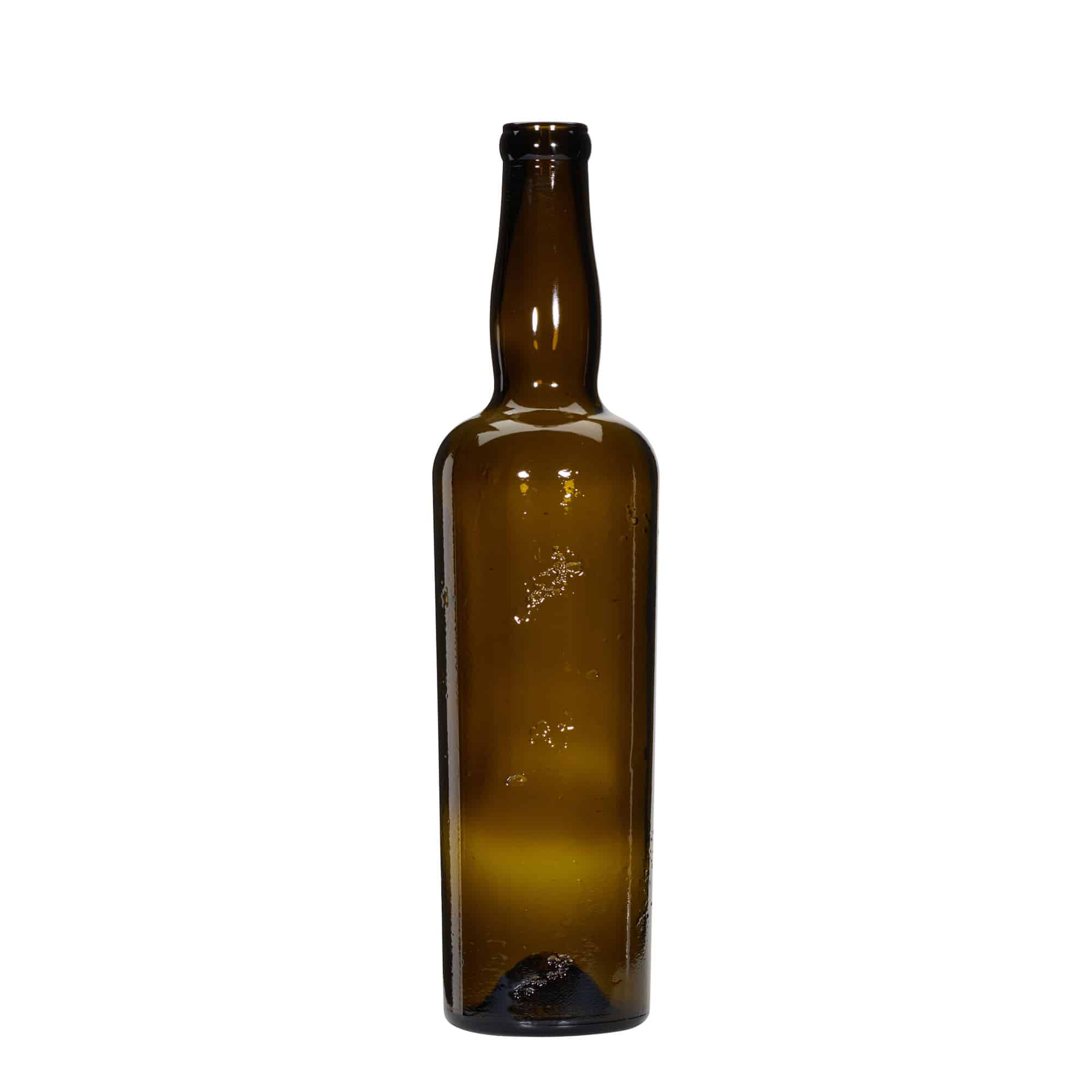 750 ml sticlă de sticlă lucrată manual „Siroco”, maro, gura: plută